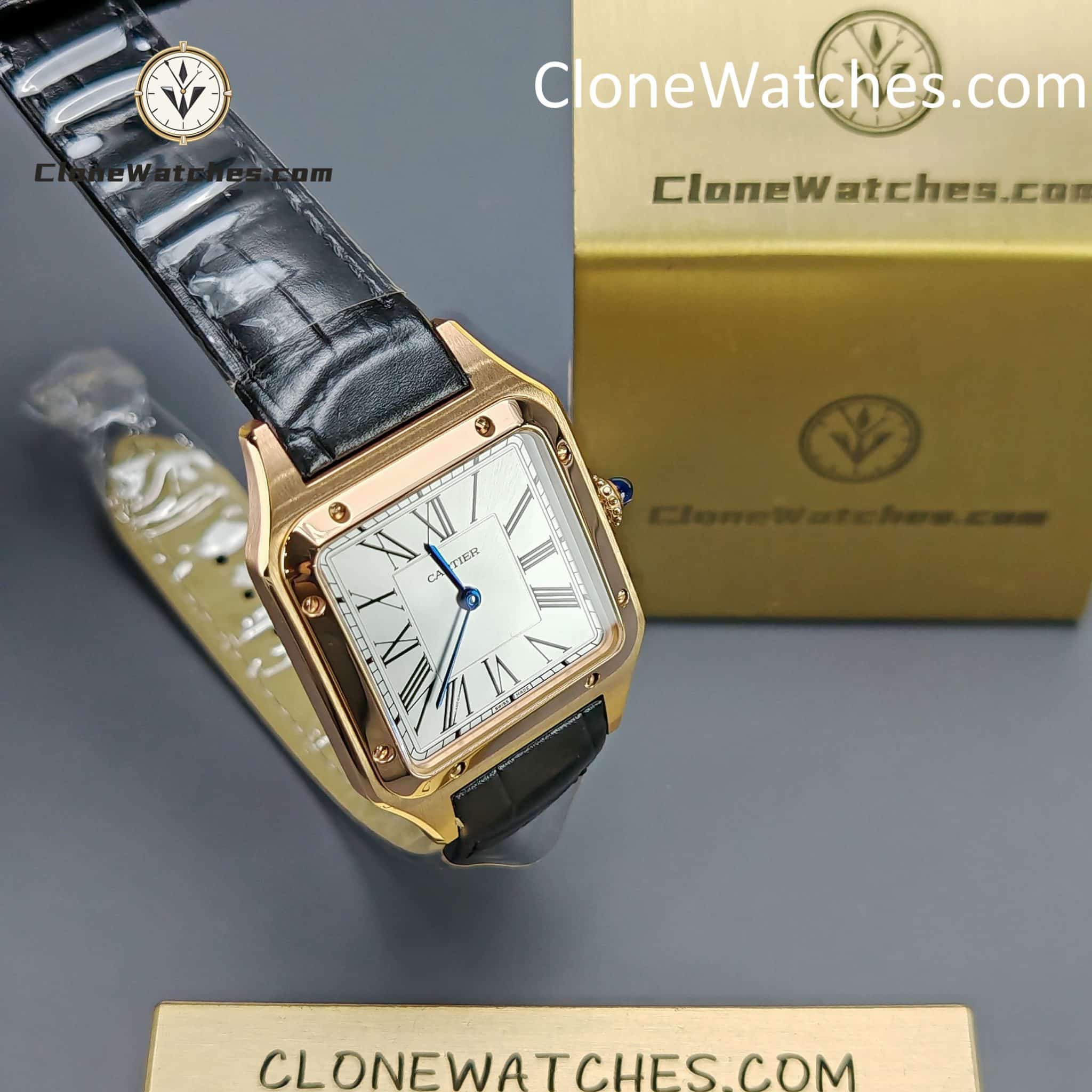 Cartier Super Clone Watches 1:1 Santos Series Silver Grey Dial 43.5*31.4mm WGSA0116
