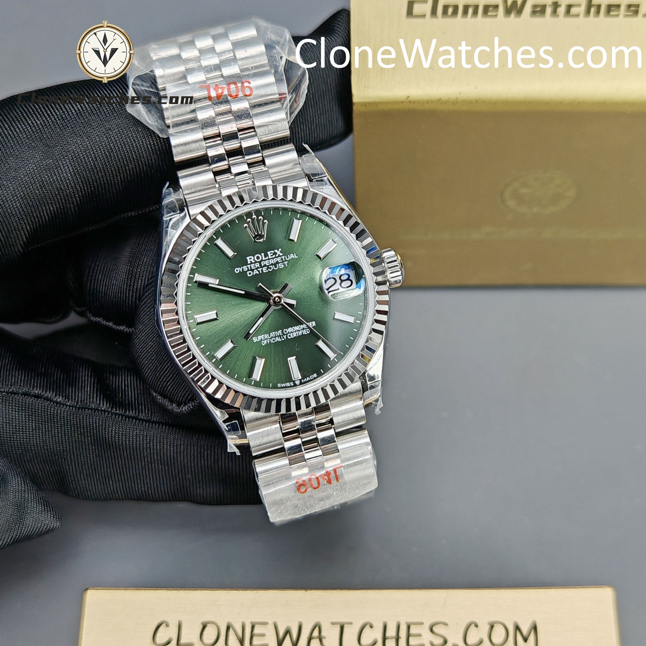 Rolex Super Clone Watches 1:1 DateJust Green Dial m278274-0018 Jubilee 31MM 2236 Movement