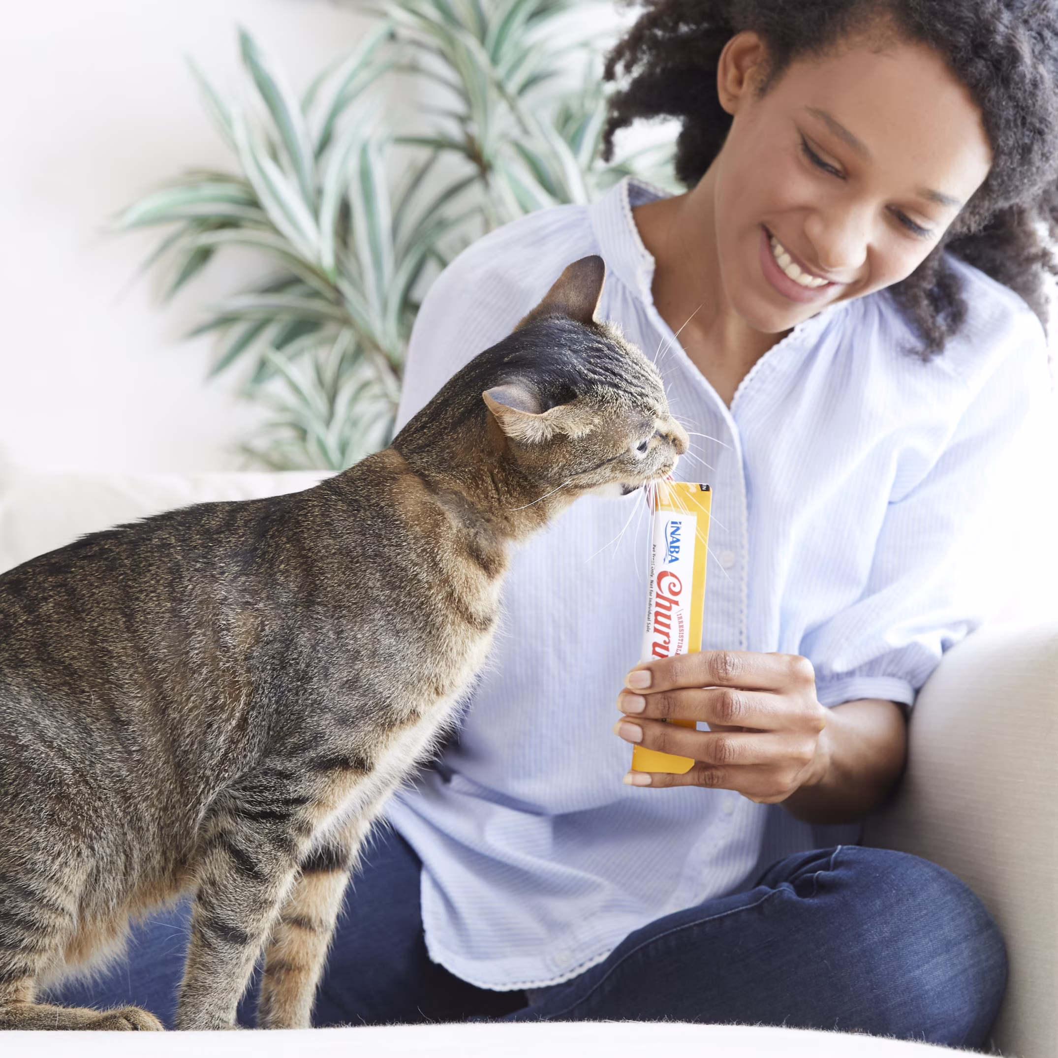 Inaba Churu Creamy, Lickable Wet Cat Treats, 0.5 oz, 4 Tubes, Tuna with Salmon