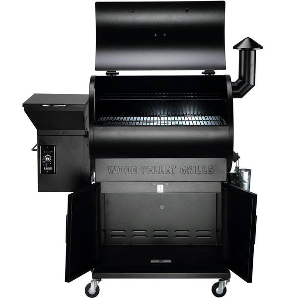 694 sq. in. Pellet Grill and Smoker with cabinet storage. Black