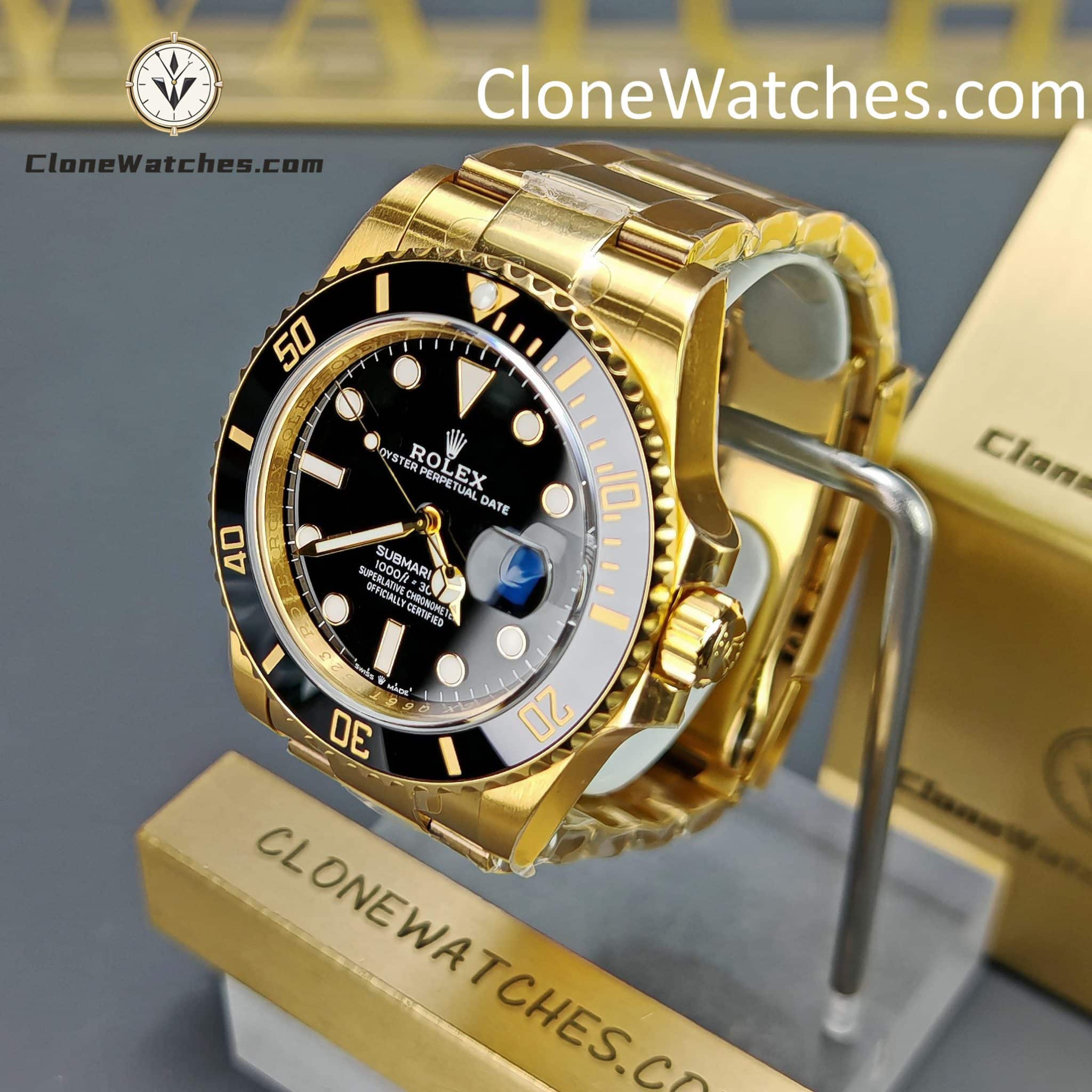 Rolex Super Clone Watches 1:1 18K Gold Black Dial Submariner 126618LN 3235 Movement