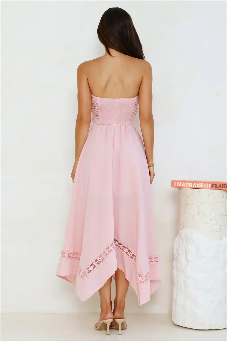 Clarissa Strapless Midi Dress Pink
