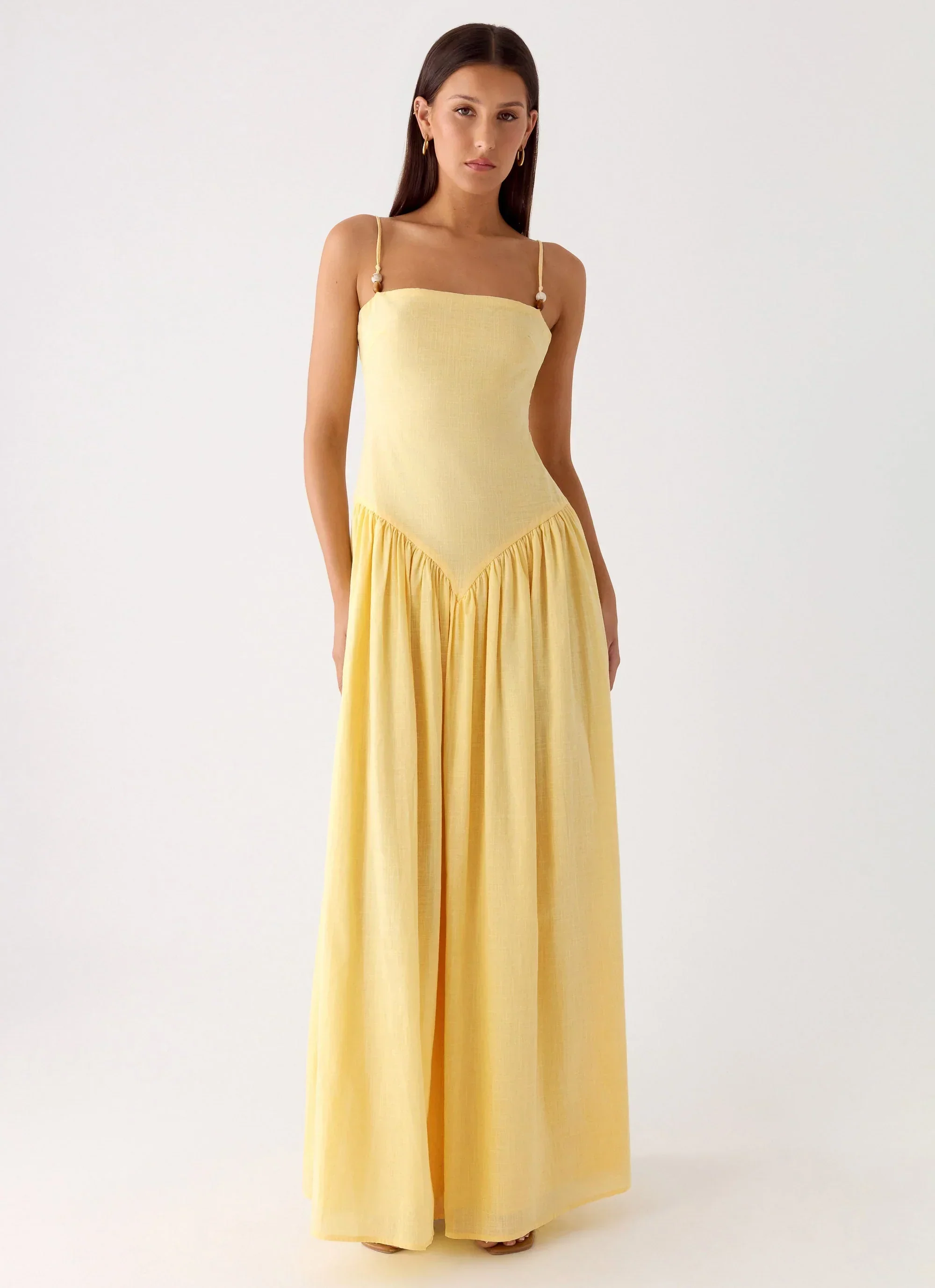 Aura Linen Maxi Dress - Lemon
