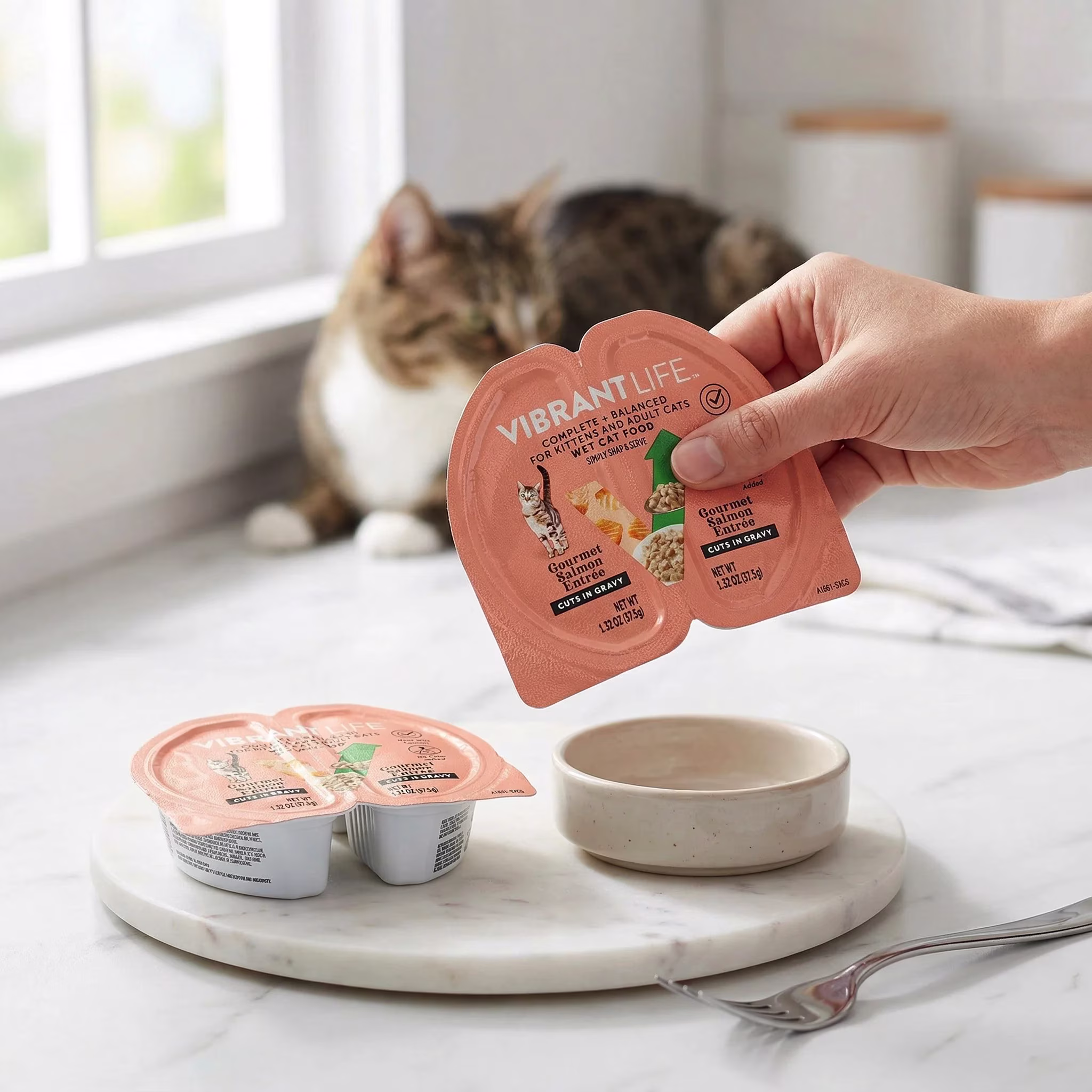 Vibrant Life Gourmet Salmon Entree Cuts in Gravy Wet Cat Food, Complete + Balanced, 2.64 oz Split Cup