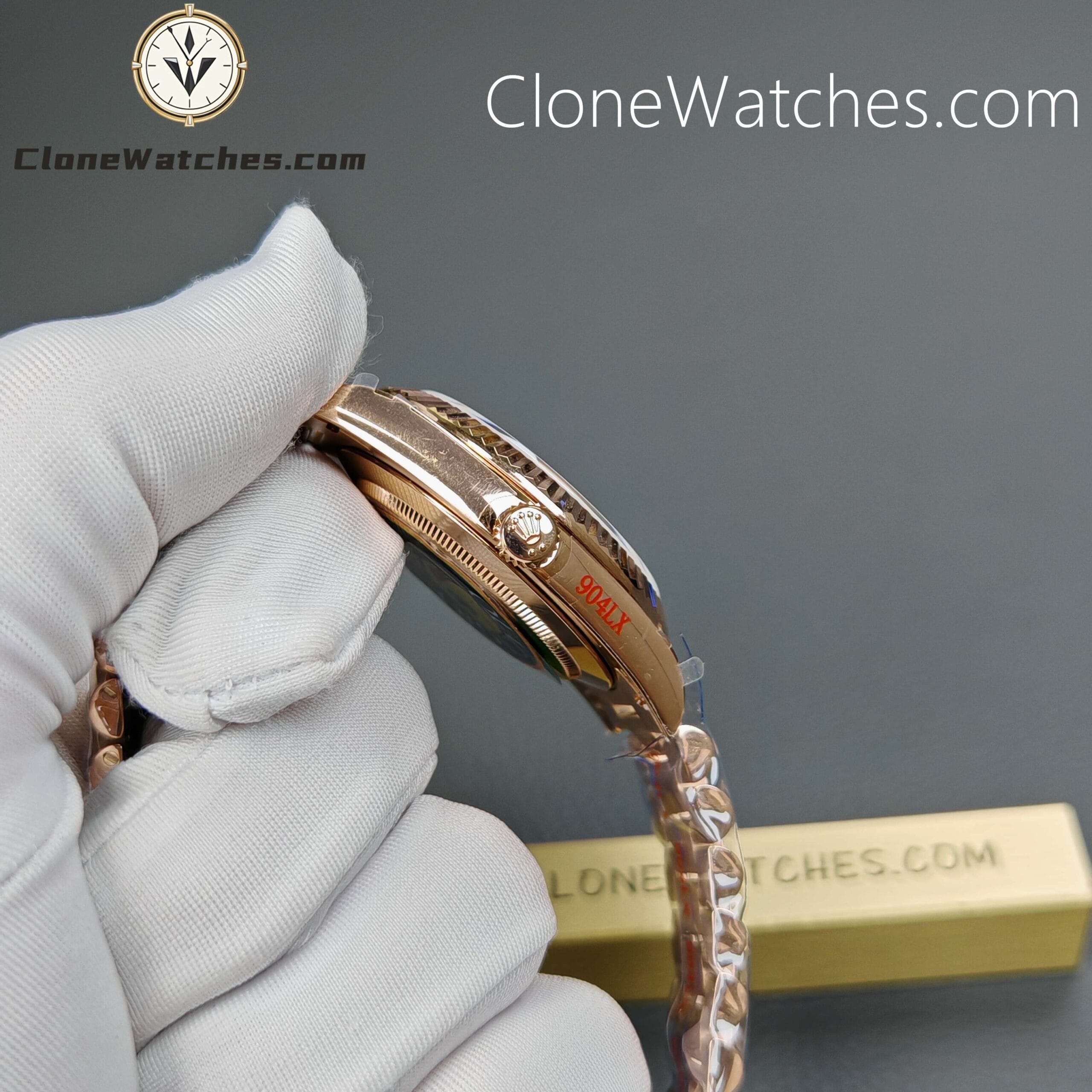 Rolex Super Clone Watches 1:1 Day Date 18K Rose Gold Diamond Chocolate Dial 40mm m228235 3255 Movement