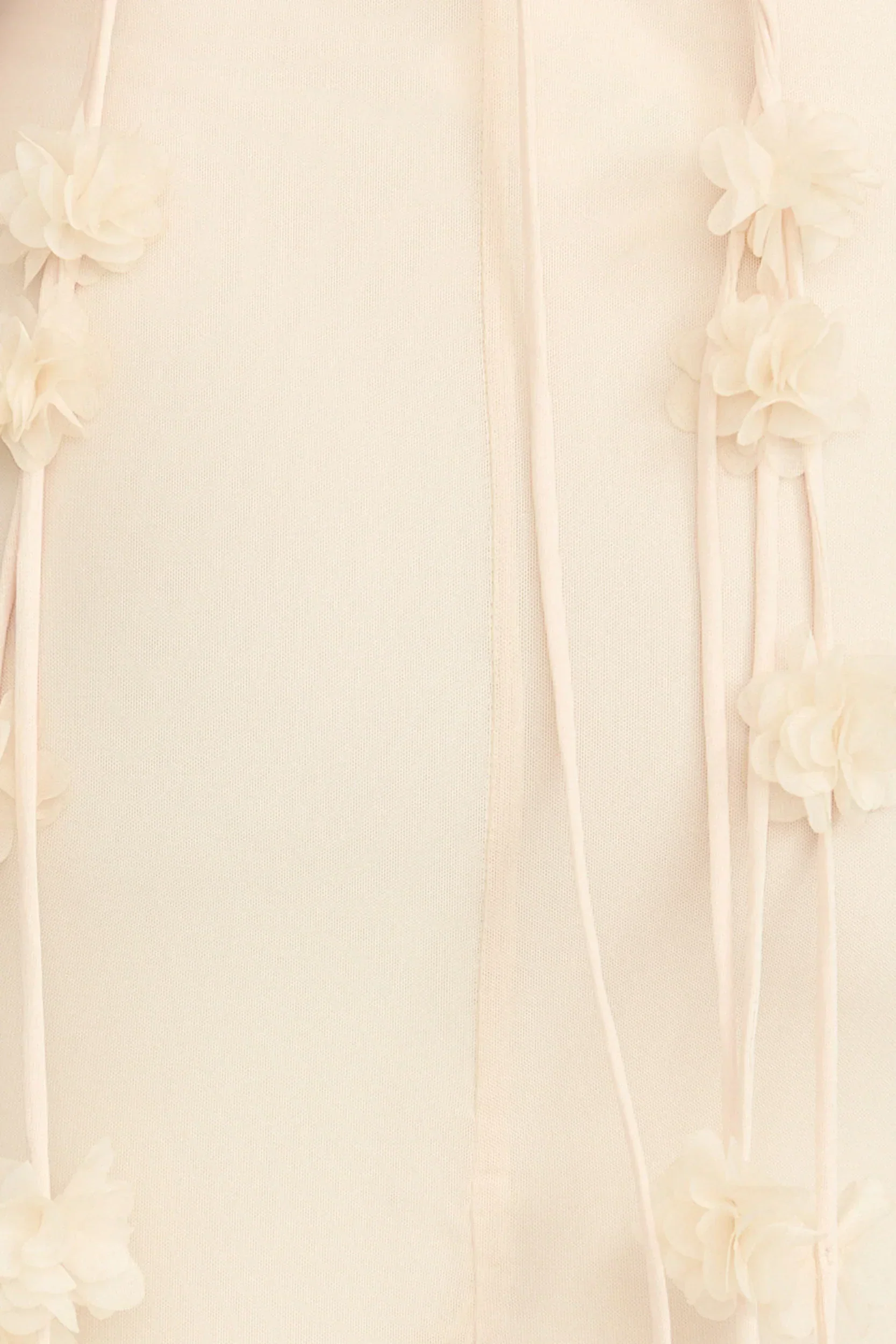Penny Maxi Dress - Draped Cowl Neck 3D Flower Dress in Cream