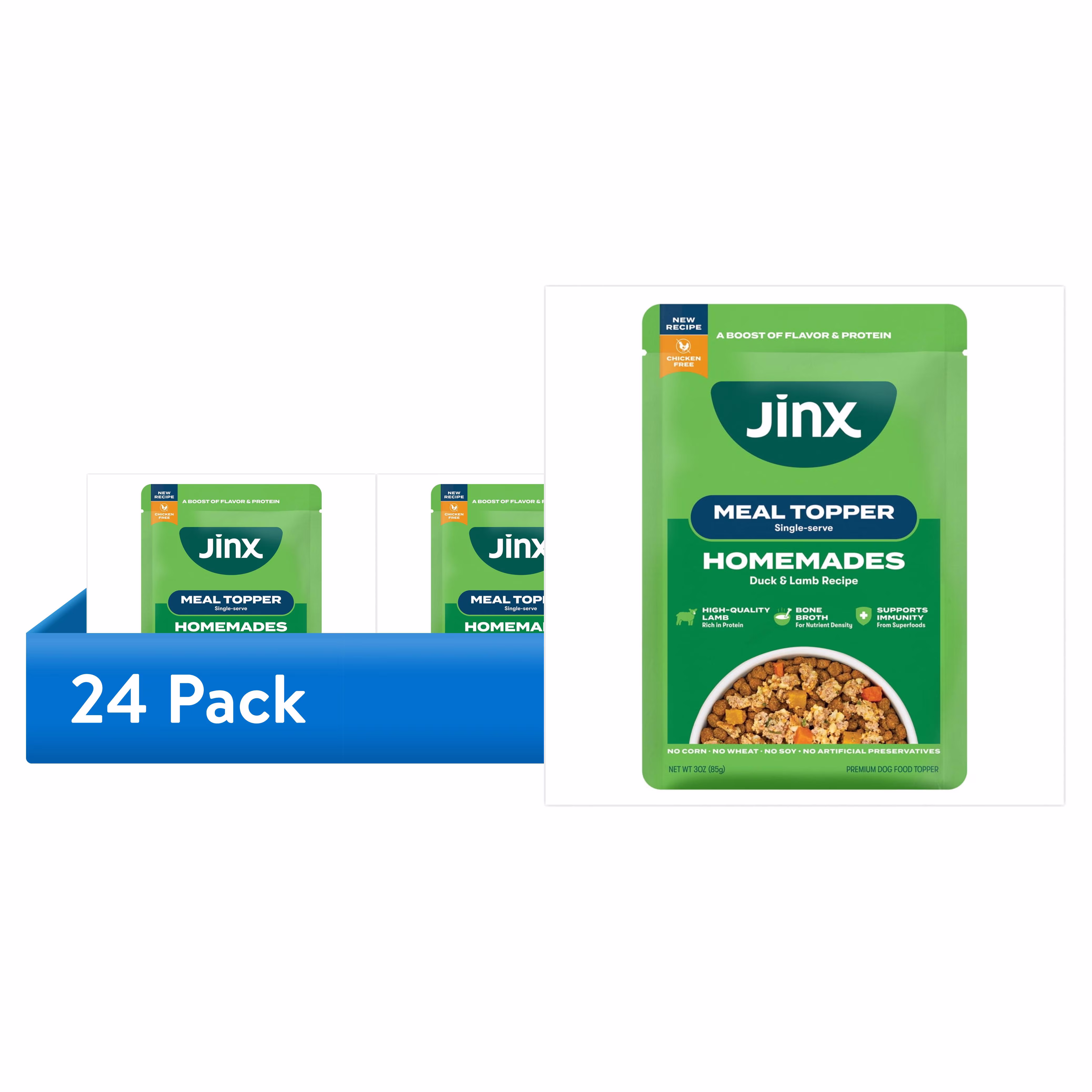 Jinx Homemades Single-Serve Meal Topper Duck & Lamb Recipe, 3 oz Pouch