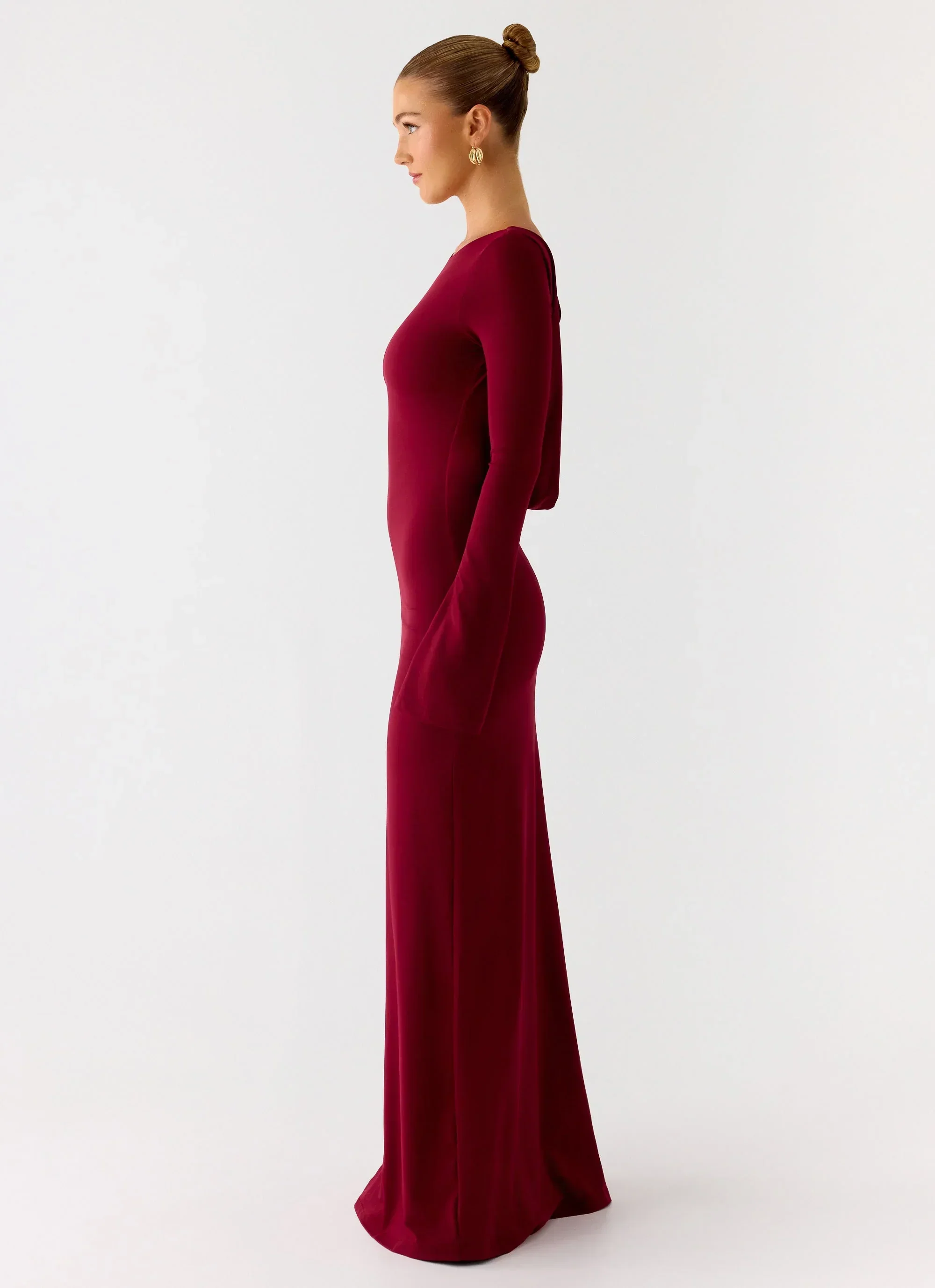 Elmont Long Sleeve Maxi Dress - Dark Cherry