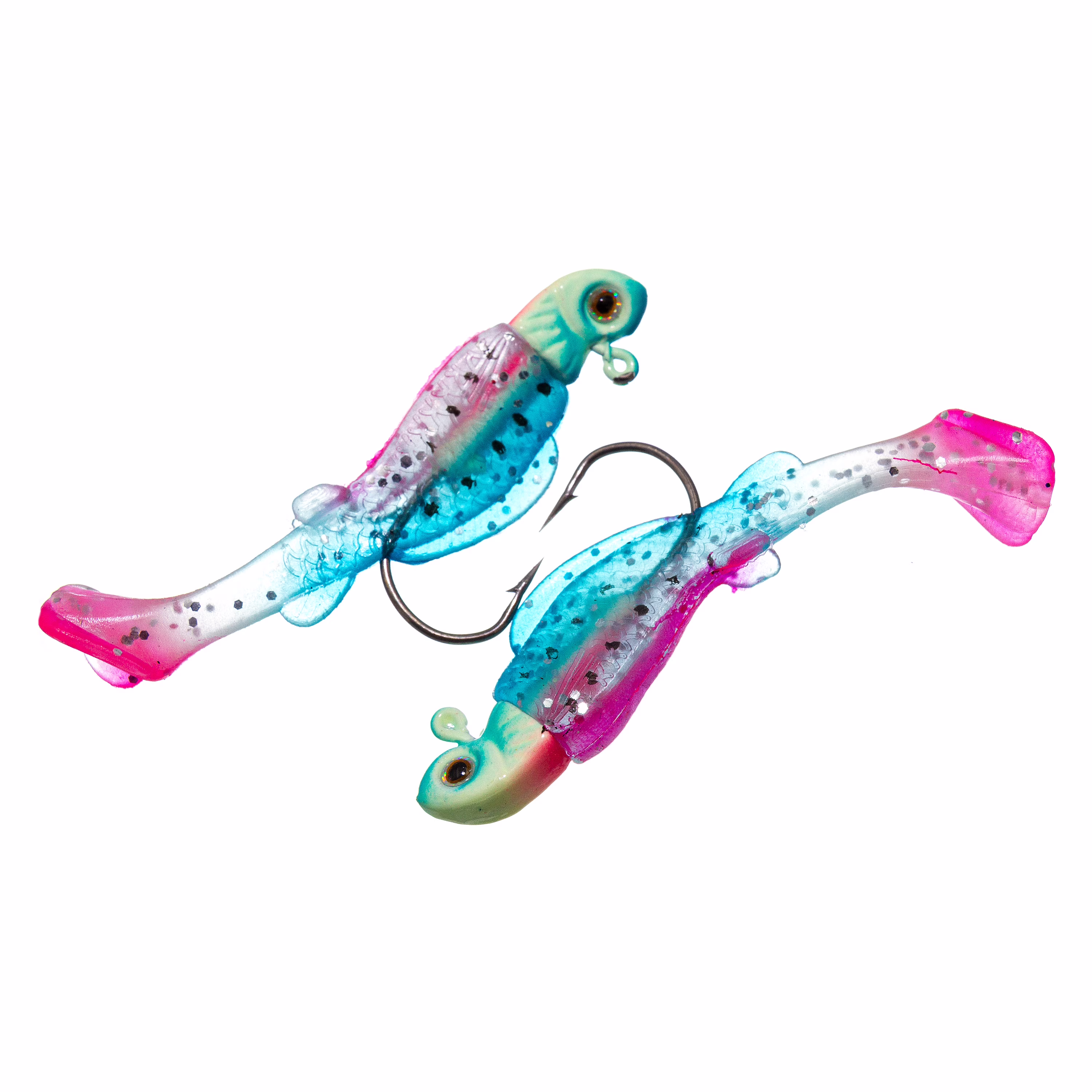 (2 pack) Ozark Trail 1/8 oz Freshwater Rigged Panfish Minnow Fishing Lure, Blue & Pink, 2-Pack