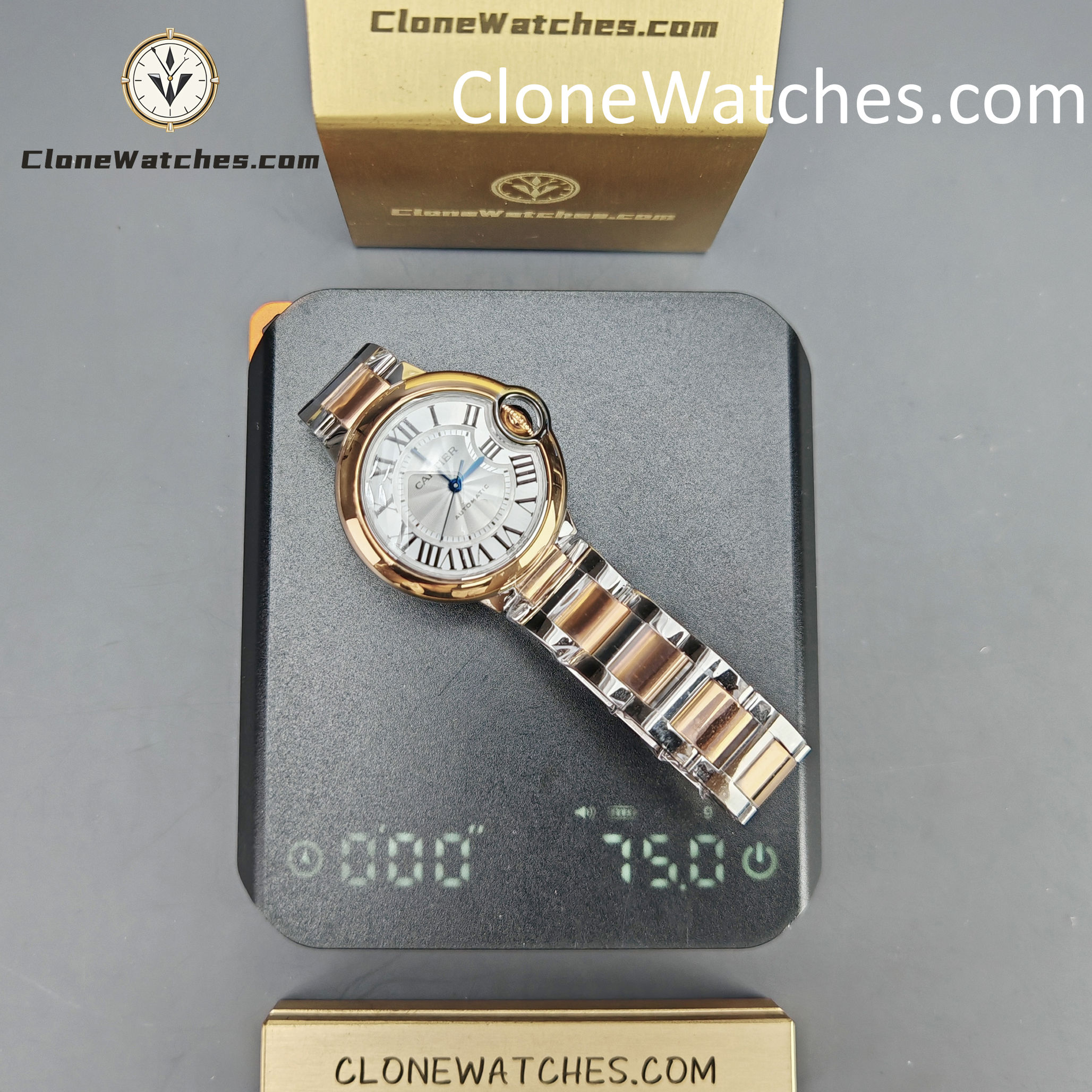 Cartier Super Clone Watches 1:1 Ballon Bleu de W2BB0037 Silver Dial Gold Bezel 33mm