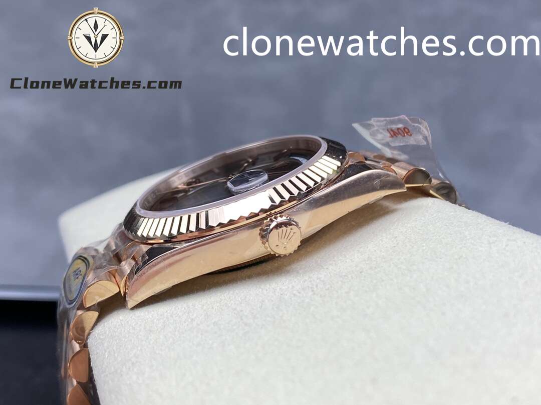 Rolex Super Clone Watches 1:1 Day Date Rose Gold Brown Roman Dial 40mm m228235-0002 3255 Movement
