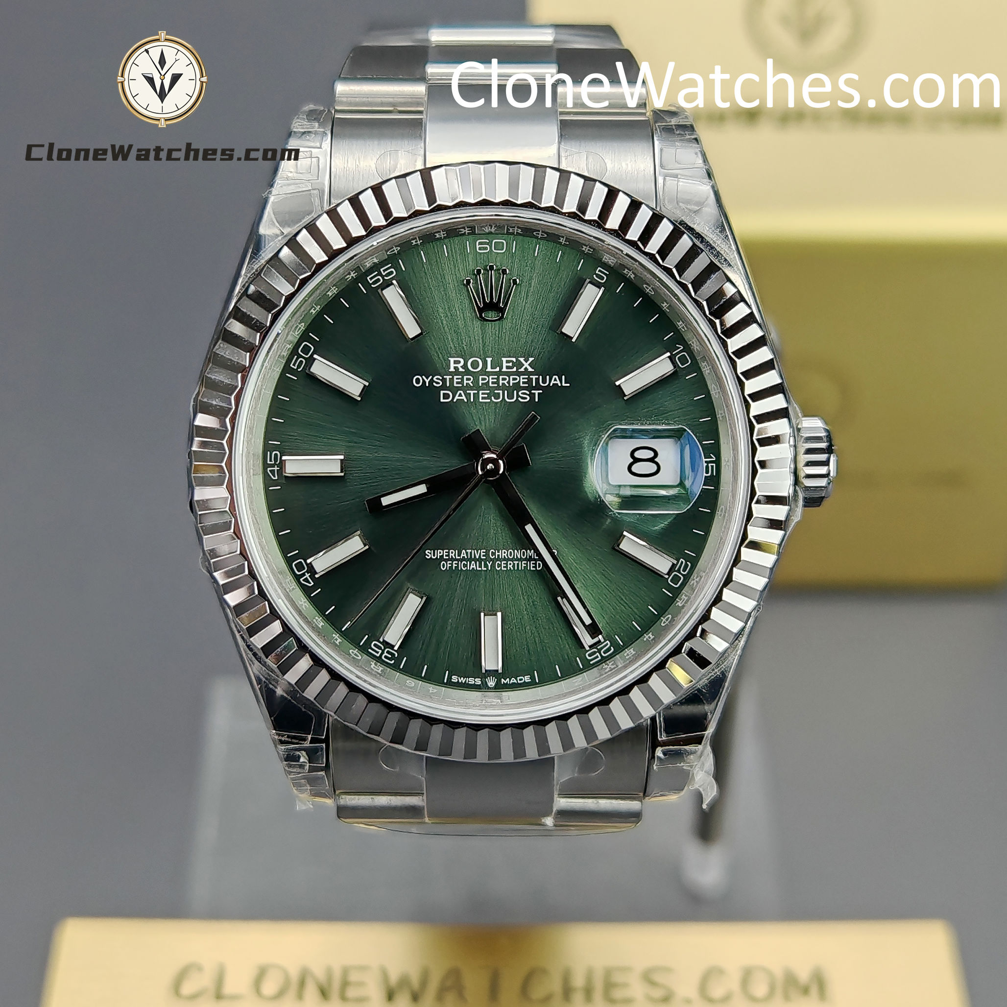 Rolex Super Clone Watches 1:1 DateJust Green Dial m126334-0027 Oyster 41MM 3235 Movement