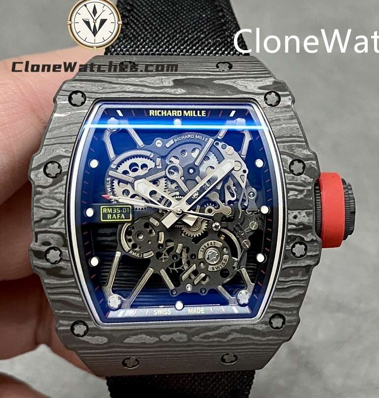 Richard Mille Super Clone Watches 1:1 RM 035 – 01 Carbon Tourbillon Black Strap
