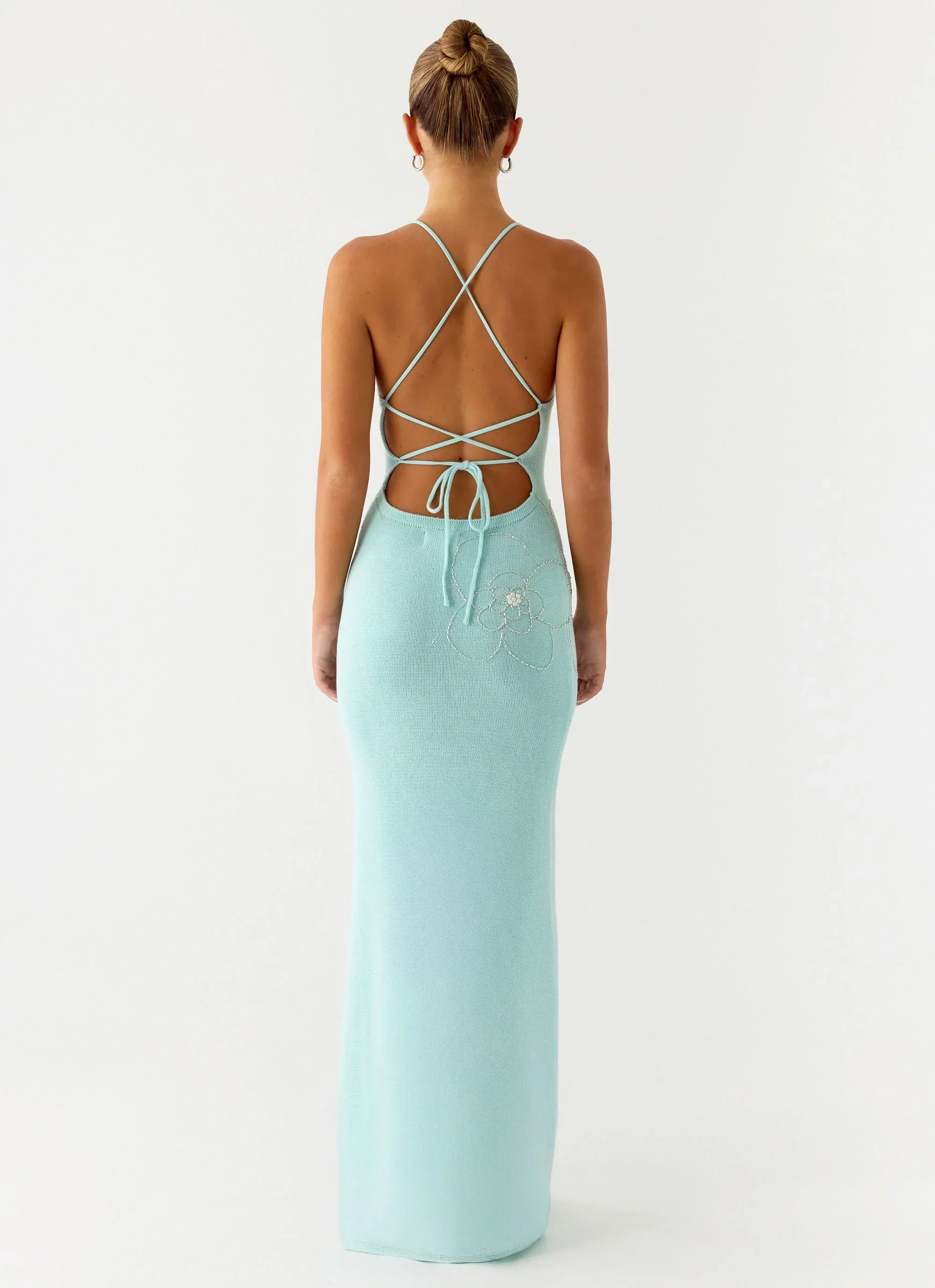 Amaya Knit Maxi Dress - Aqua