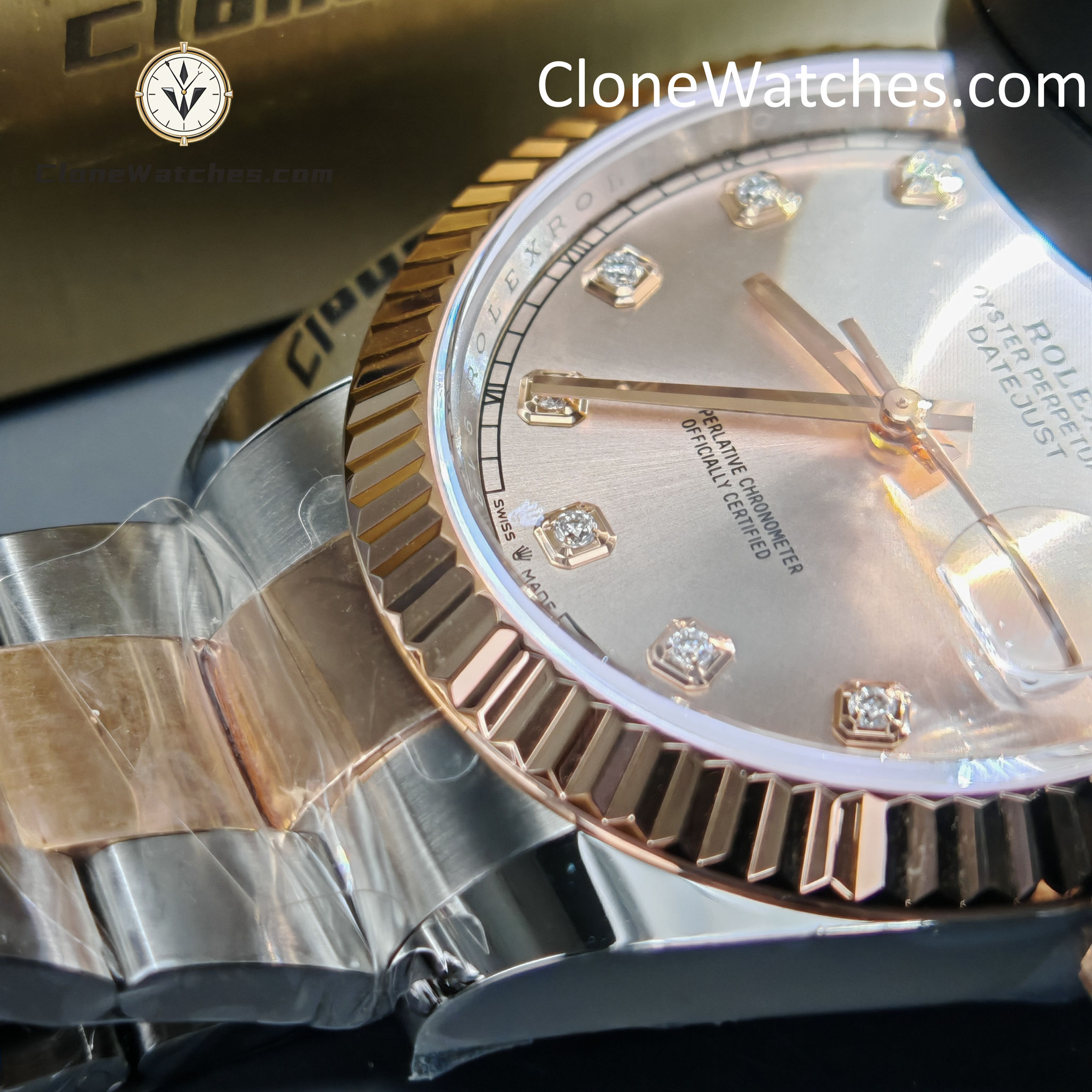 Rolex Super Clone Watches 1:1 DateJust Champagne Diamond Dial Oyster 41MM M126331-0007 3235 Movement