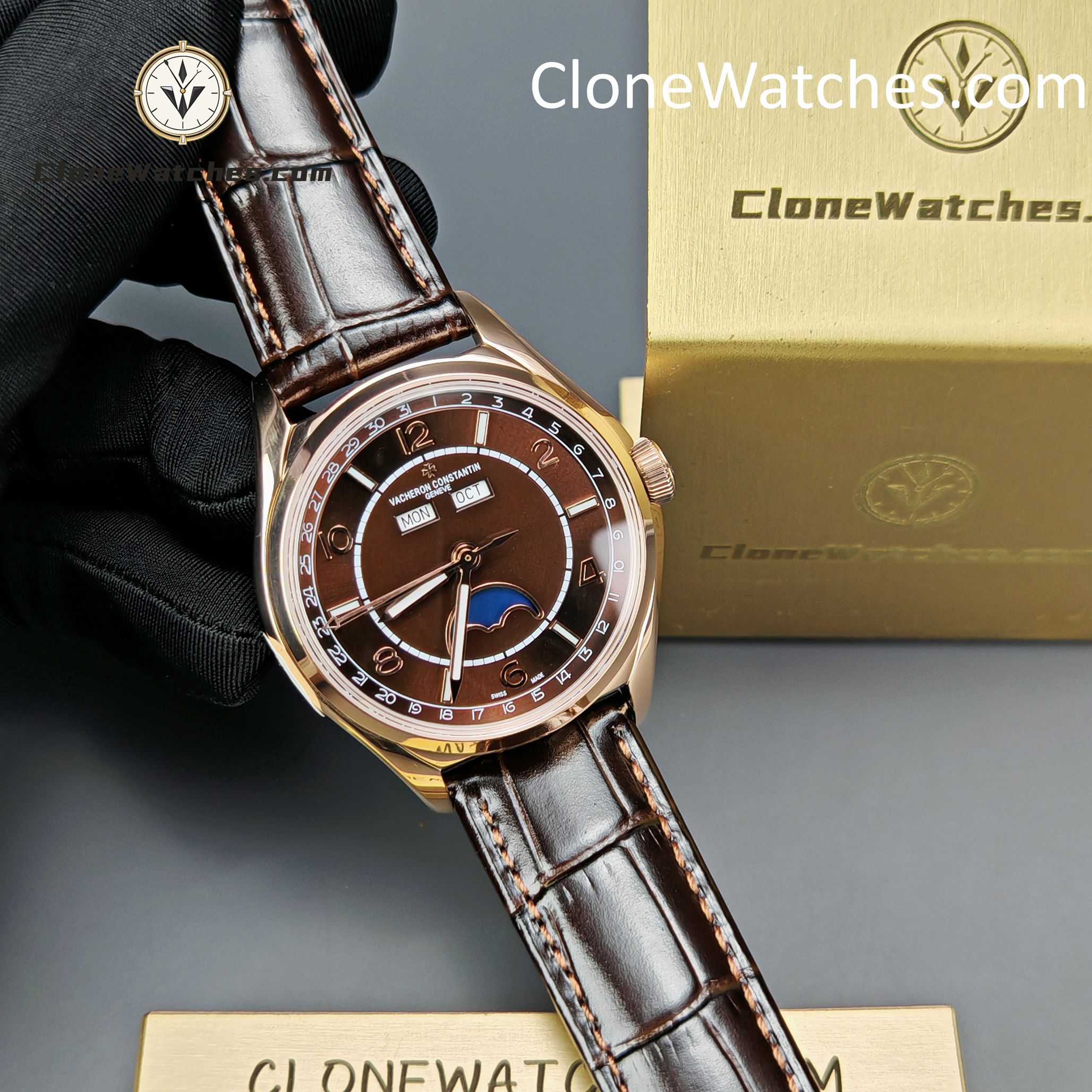 Vacheron Constantin Super Clone Watches 1:1 Fiftysix 4000E/000R-B065 Sepia Brown-Toned Dial