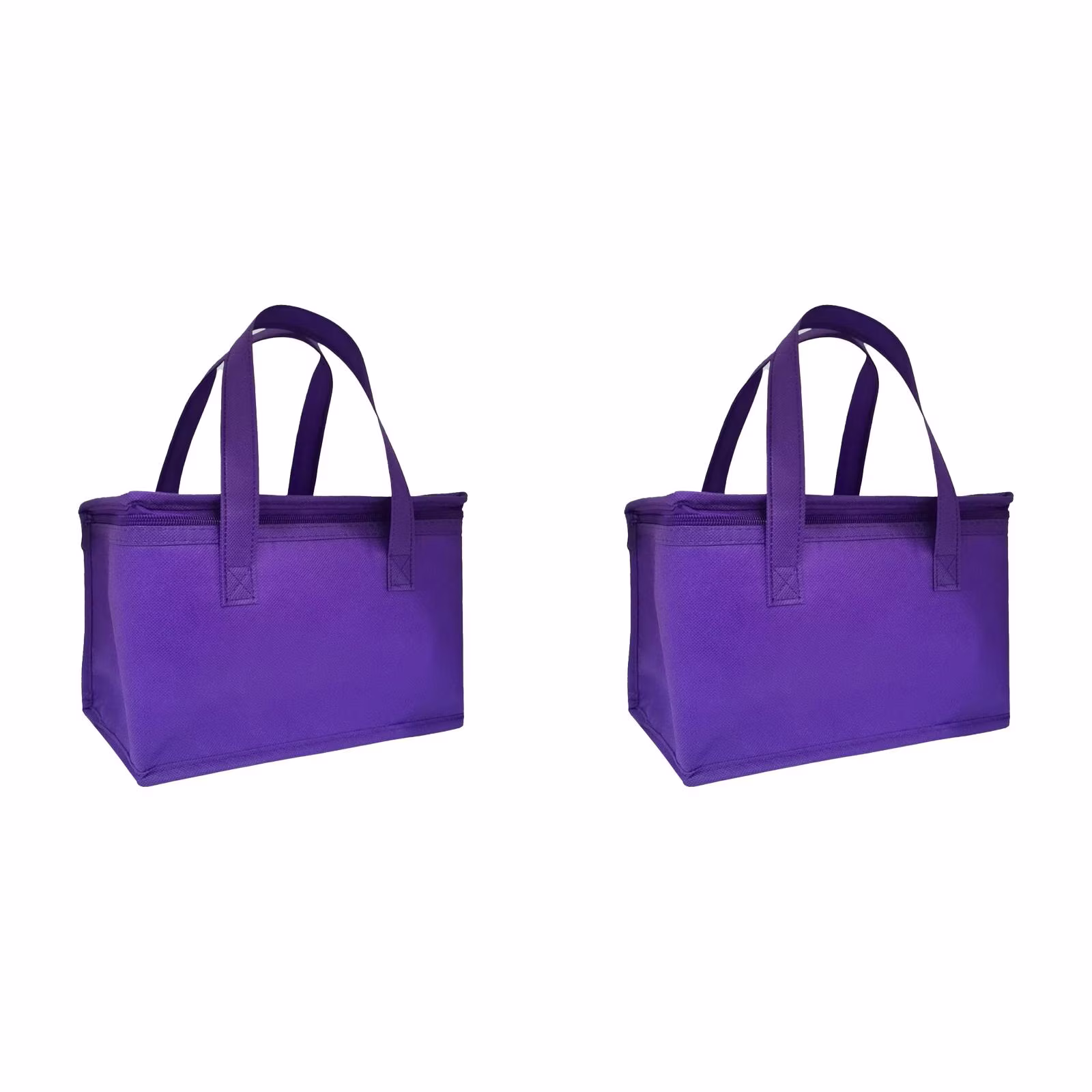ZOURIH 2PCS Insulated Reusable Grocery Bags,Reusable Cooler tote with Zipper,Collapsible Cooler Bag for Groceries,Heavy Duty Large Insulated Bag (5.5''x11''x6.7''),Purple