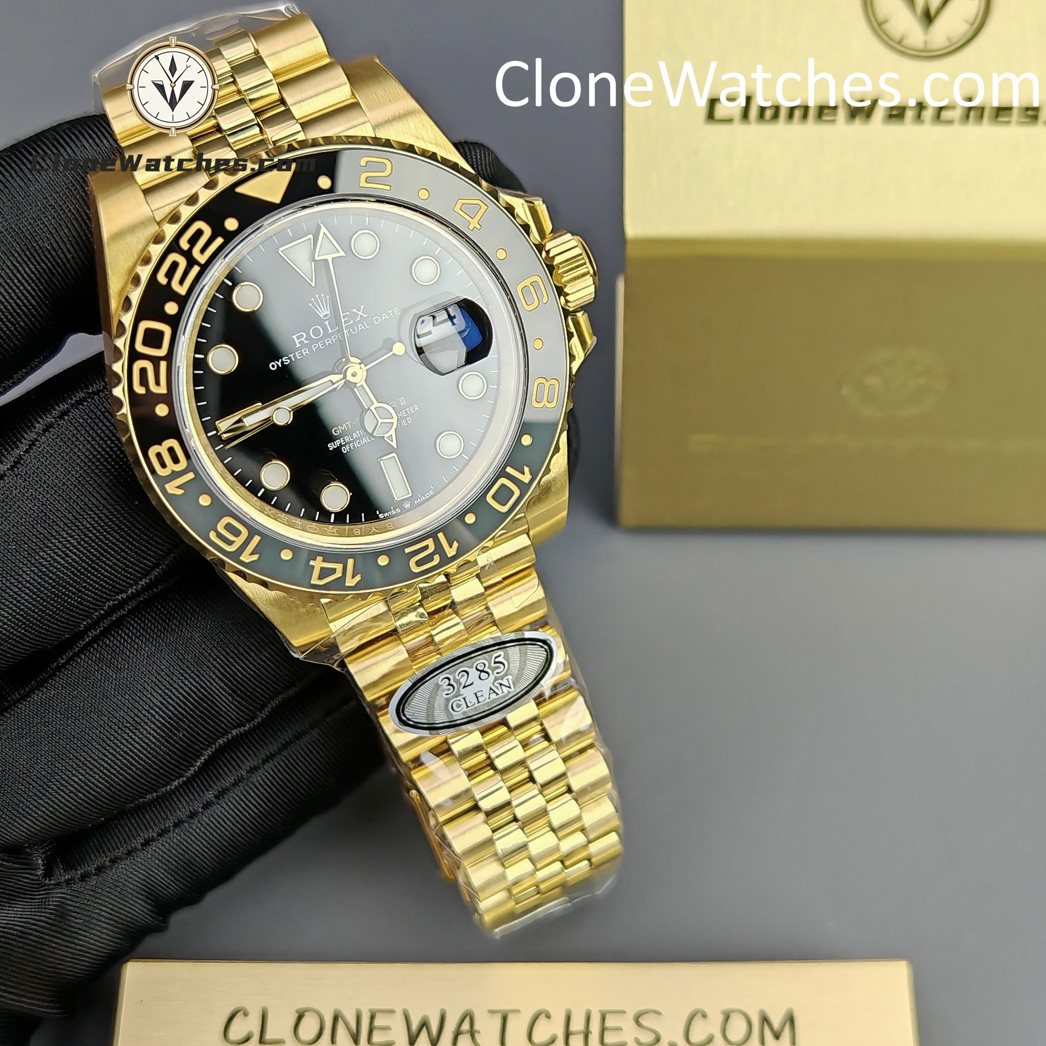 Rolex Super Clone Watches 1:1 GMT Master II 18k Gold m126718grnr Jubilee 3285 Movement