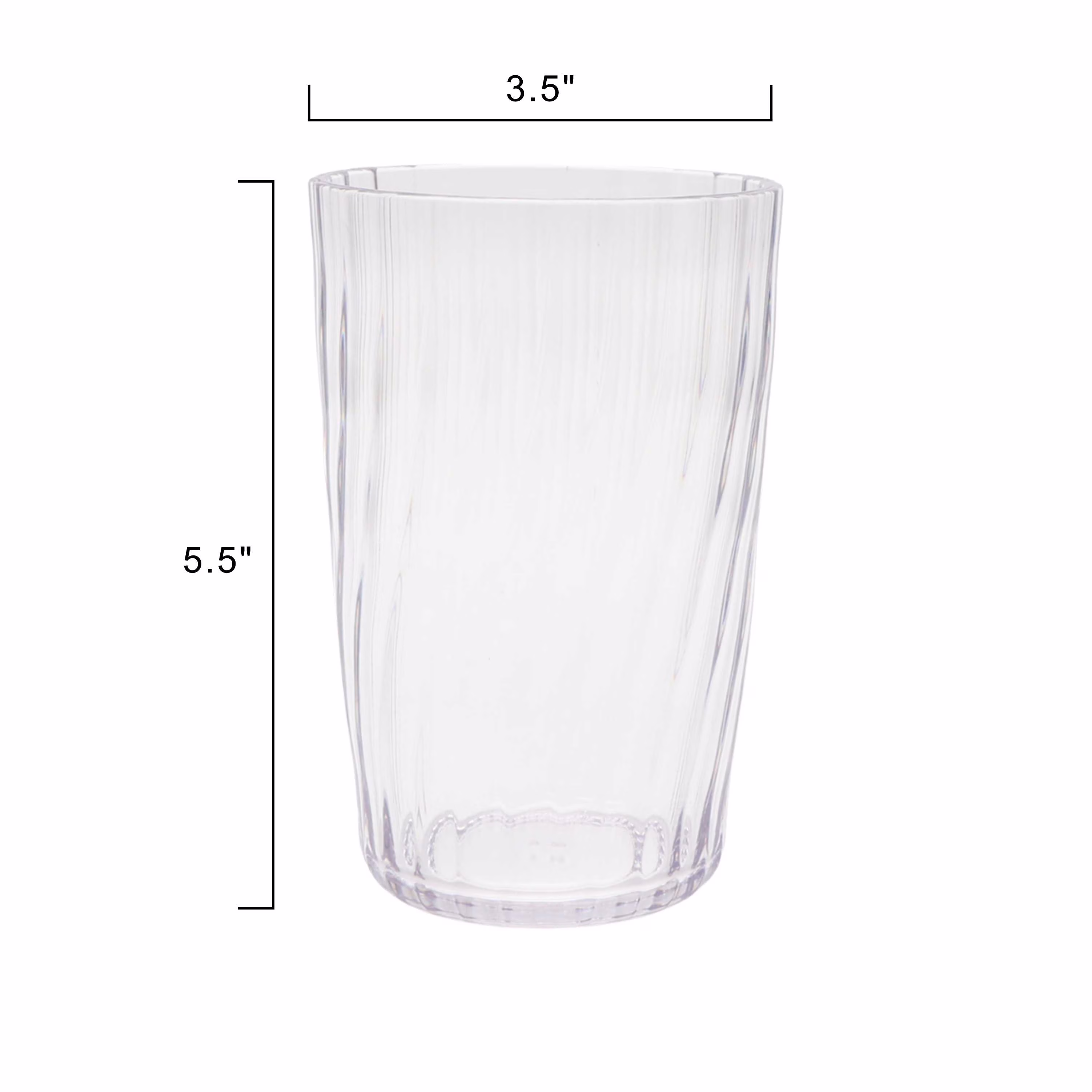 (6 pack) Mainstays 20 oz Acrylic Tall Tumbler, Embossed Swirl, Clear