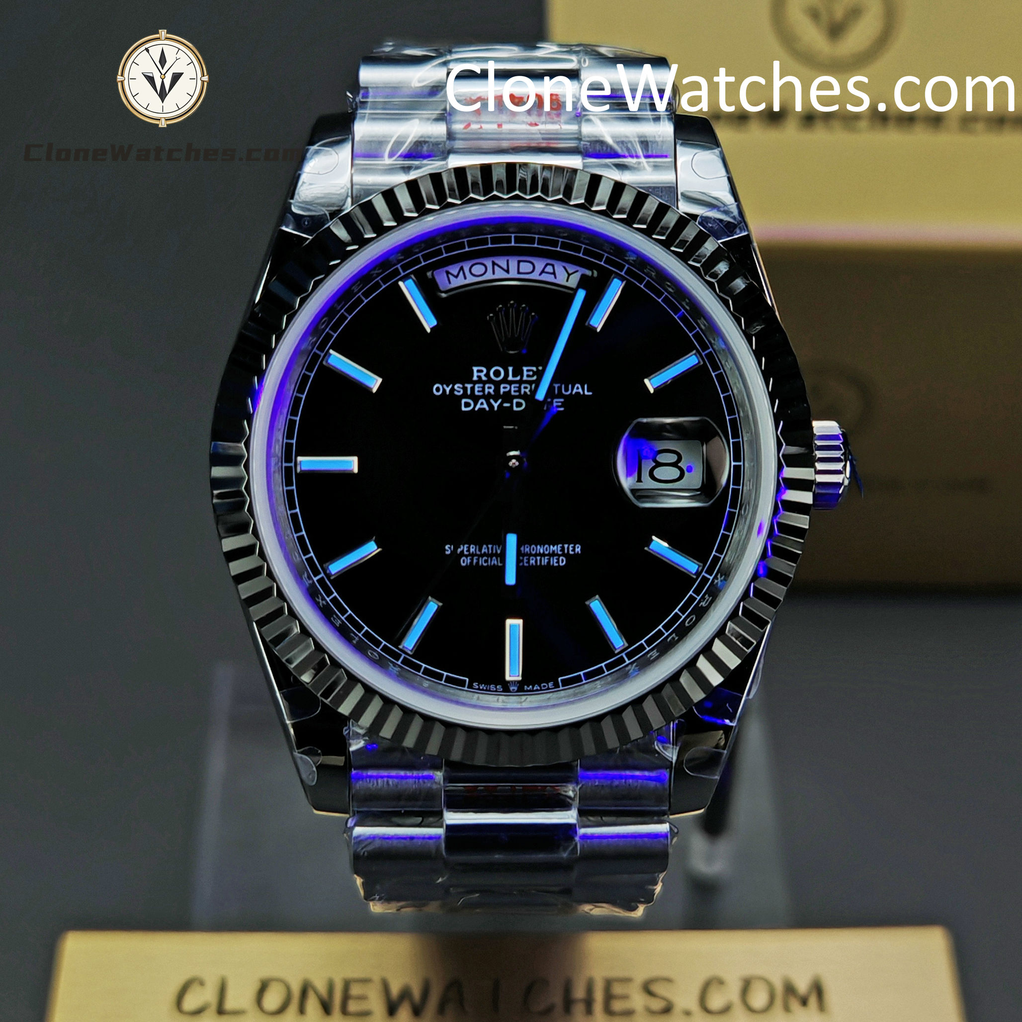 Rolex Super Clone Watches 1:1 Day Date Black Dial 40mm m228239-0005 3255 Movement