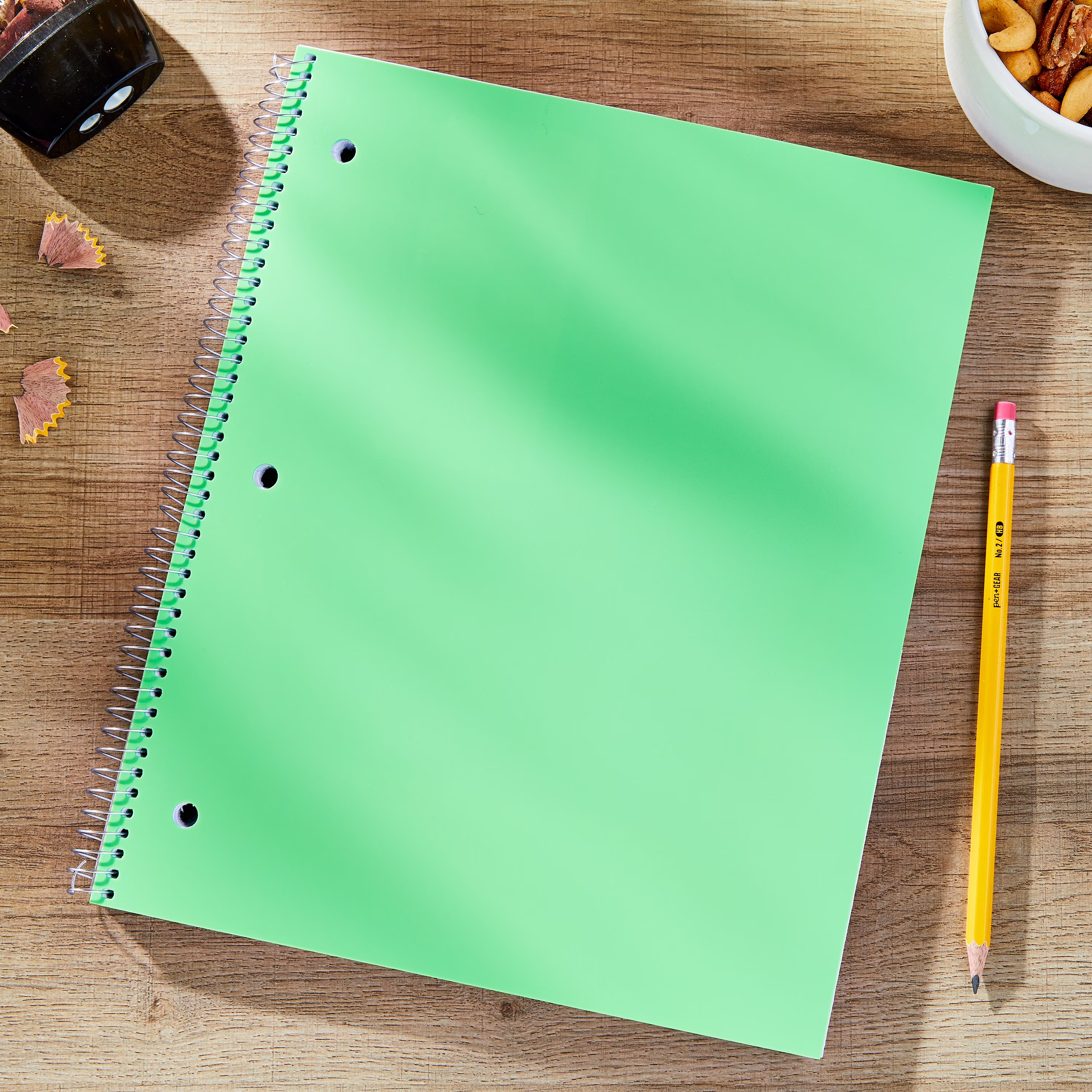 Pen+Gear Poly 1-Subject Spiral Notebook, Wide Ruled, 9 in x 11 in, 100 Sheets, Green