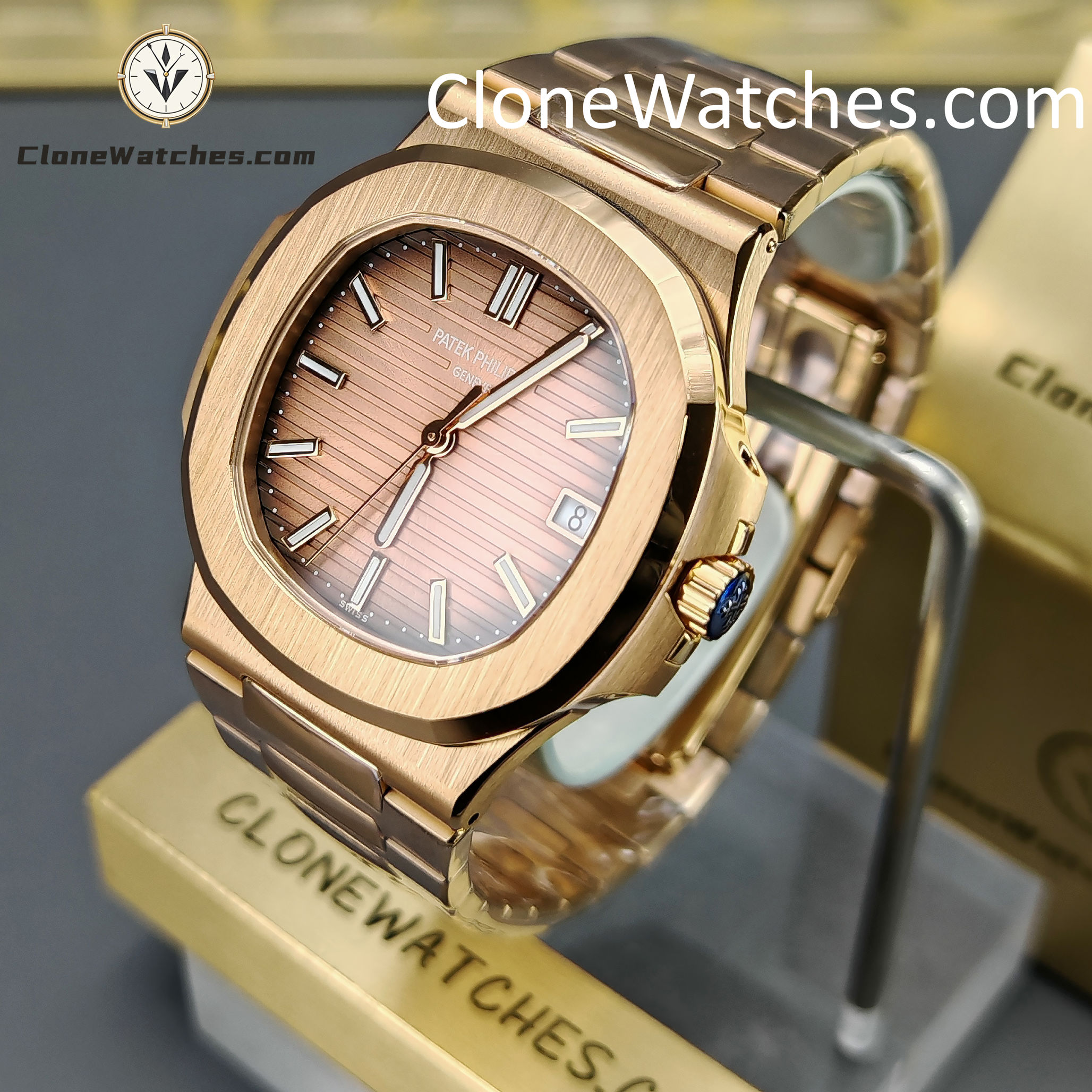 Patek Philippe Super Clone Watches 1:1 Nautilus 5711 Brown Dial 18K Rose Gold