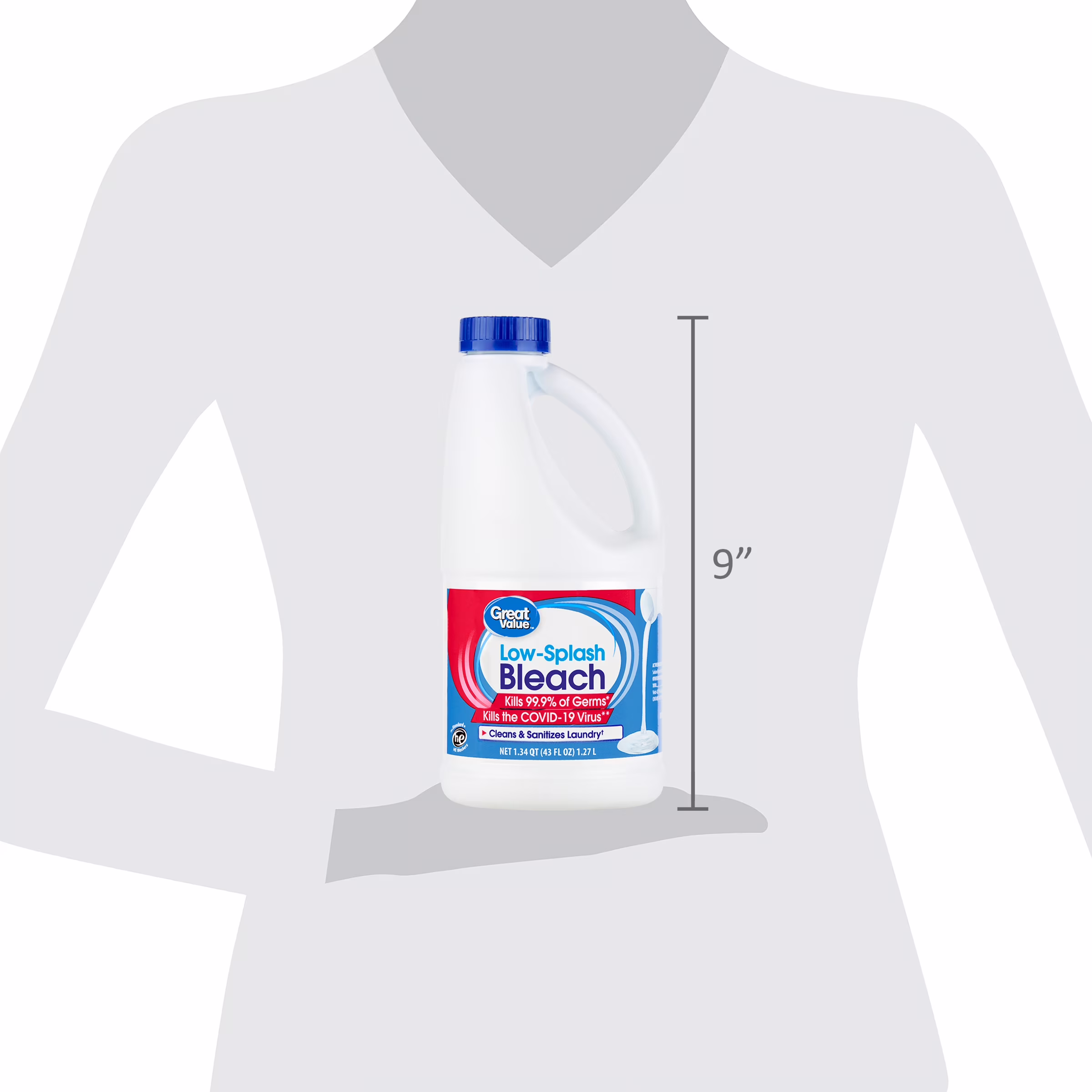 Great Value Low Splash Bleach, 43 fl oz