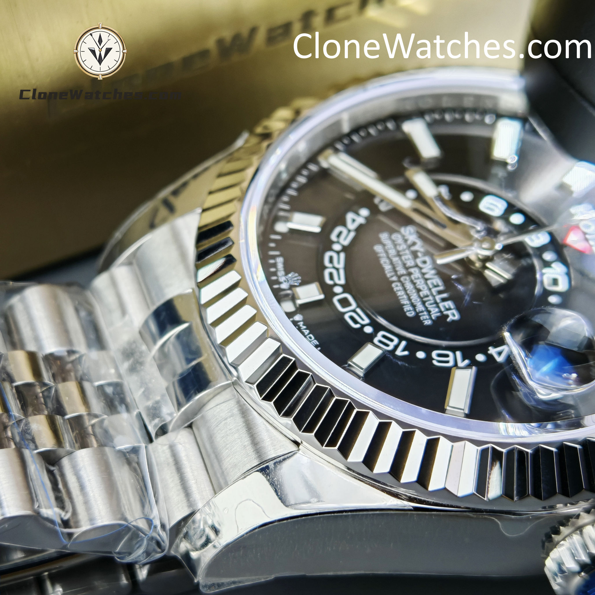 Rolex Super Clone Watches 1:1 Sky Dweller Black Dial Jubilee M336934 9002 Movement