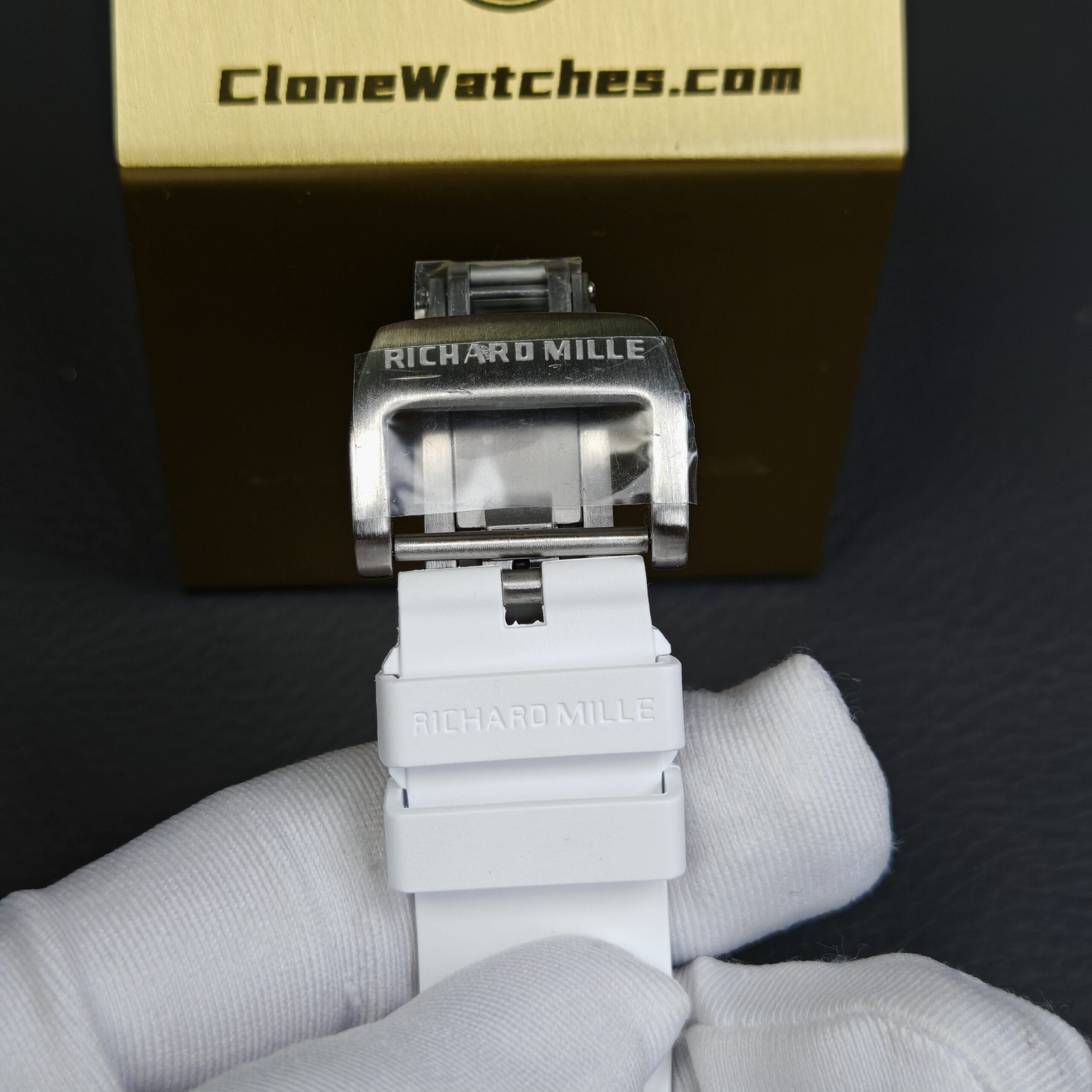 Richard Mille Super Clone Watches 1:1 RM 055 Full Transparent Tourbillon White Strap