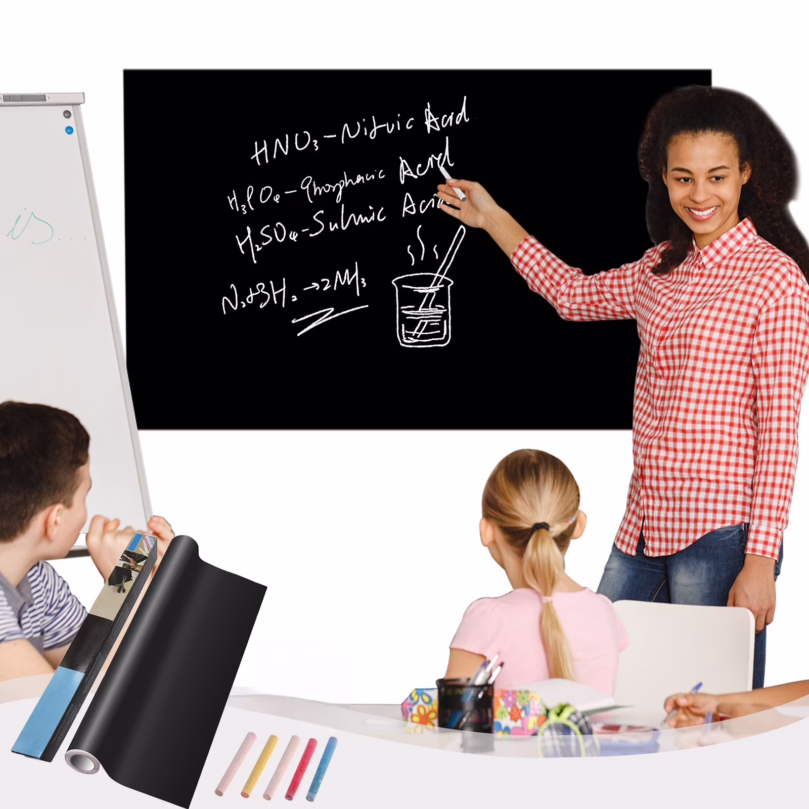 Chalkboard Wall Sticker, Removable Erasable, Contact Paper, DIY Decal Adhesive, for Home Classroom Office, Blackboard Wallpaper Rolls | Black KTFgvq