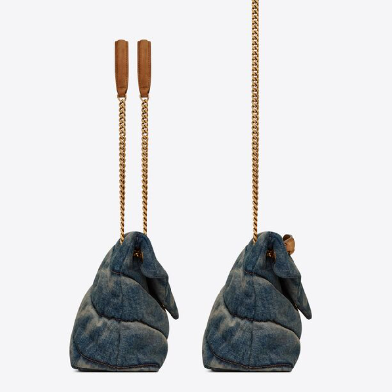 YSL PUFFER suede and denim handbags