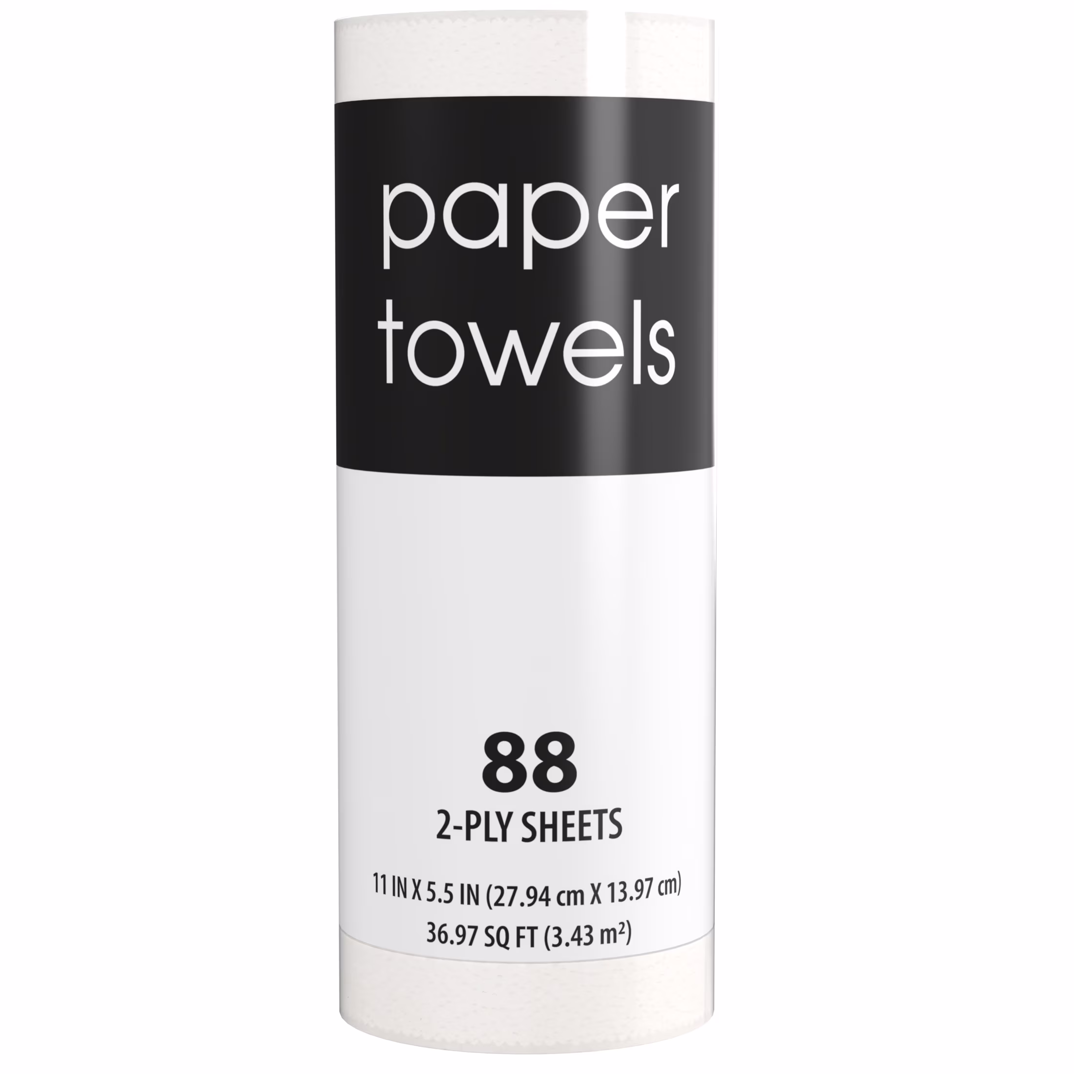 Black and White, 2-Ply Paper Towels, White, 88 Sheets