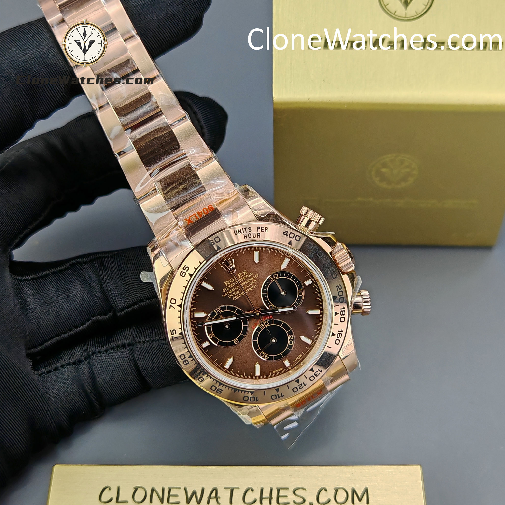 Rolex Super Clone Watches 1:1 Daytona Rose Gold Brown Dial M126505-0005 4131 Movement
