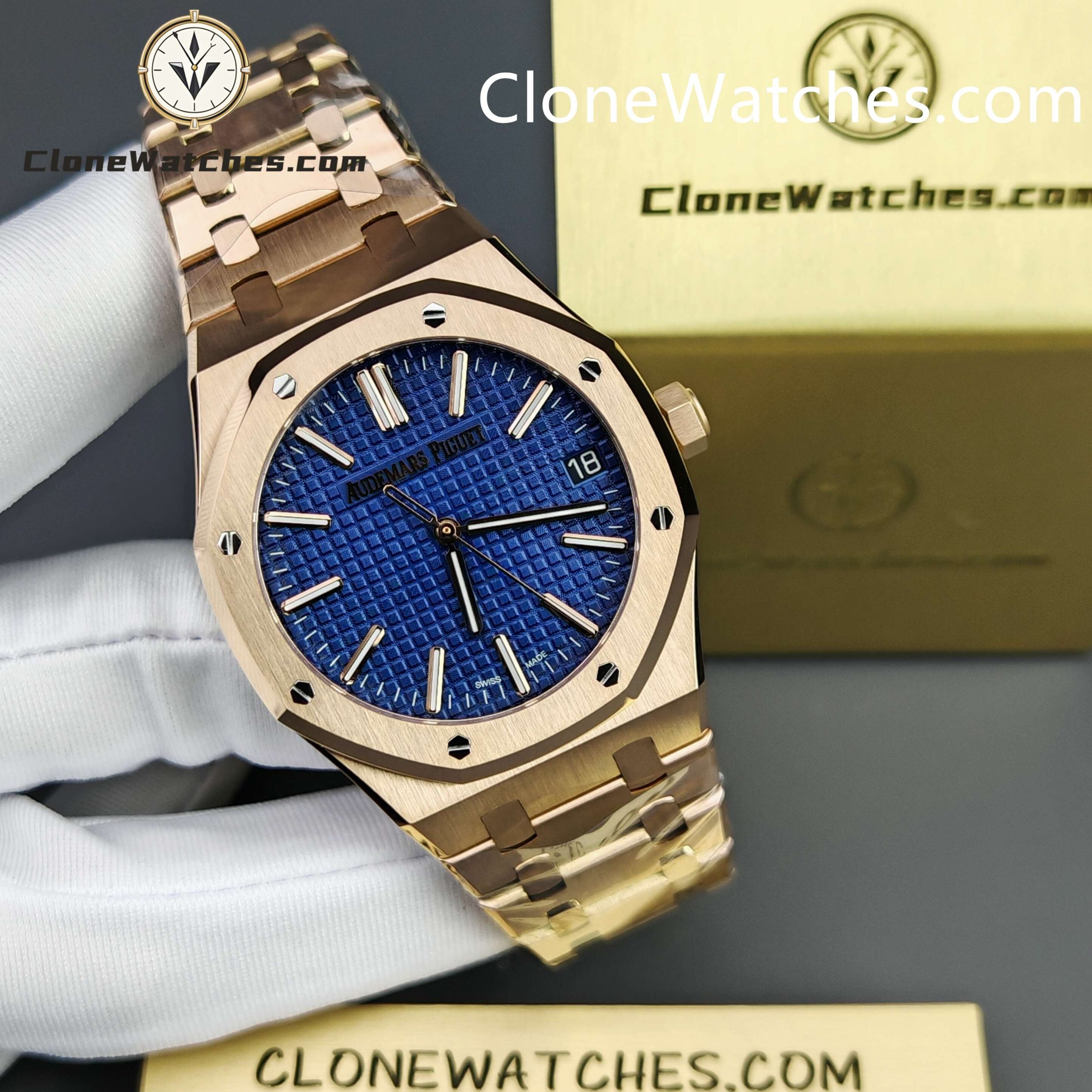 Audemars Piguet Super Clone Watches 1:1 Royal Oak 15510 Rose Gold Blue Dial 41MM