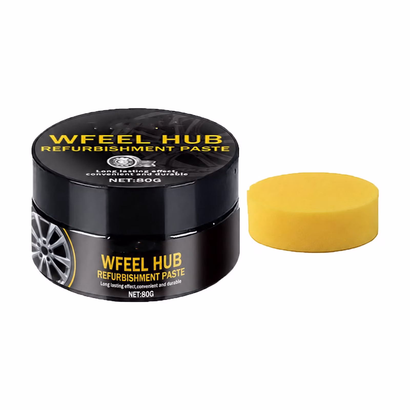 BUDAO00 Wheel Hub Repair Paste Kit, Alloy Wheel Scratch Remover with Sponge, Car Rim Polishing Cream for Light Scratches, Scuffs, Oxidation, Aluminum Wheels and Auto Detailing, 80g
