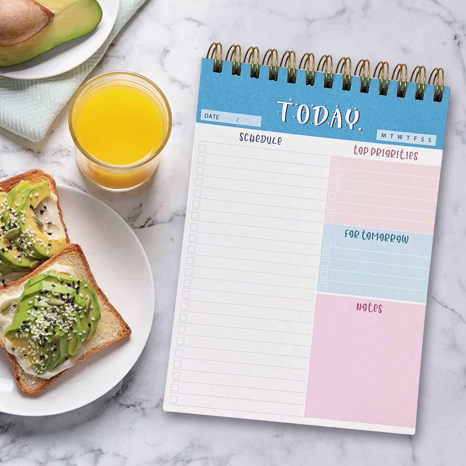 To Do List Notepad, Spiral Bound Undated Daily Planner, 52 Sheets 6.3