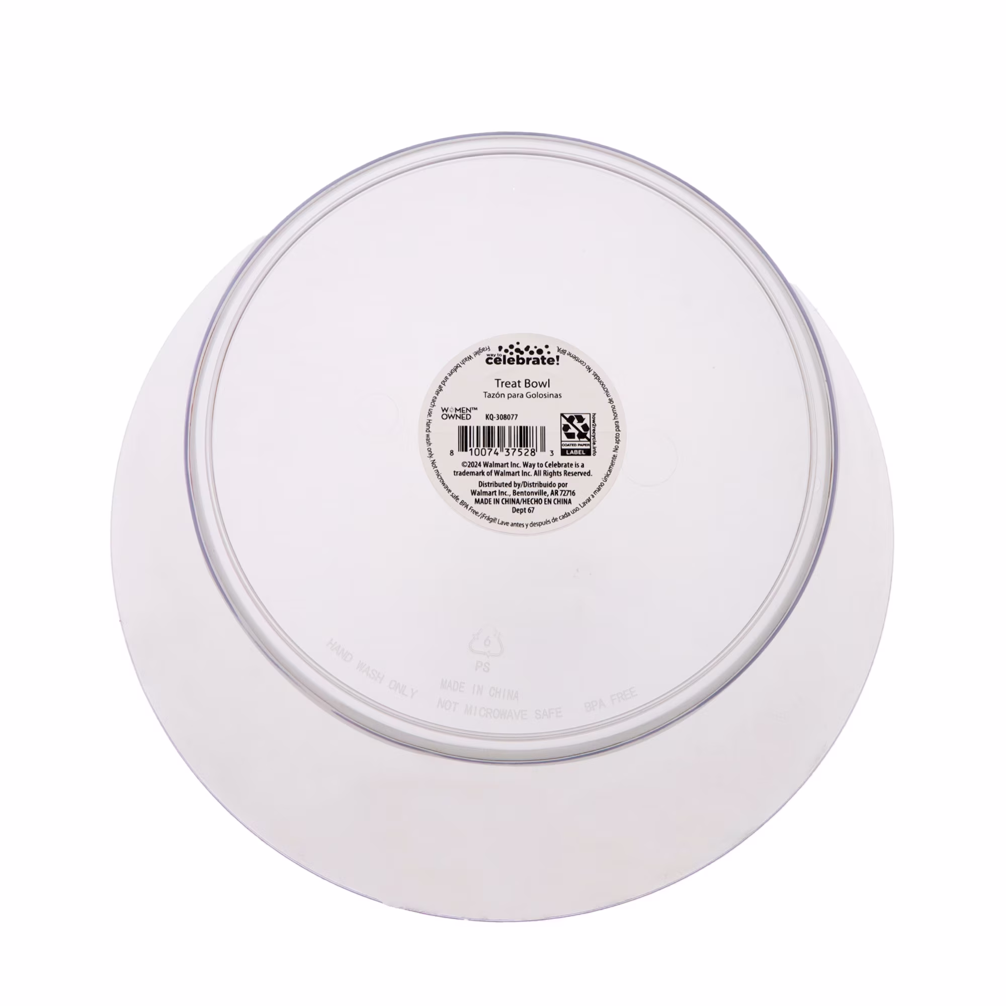 10 IN Clear Tapered Plastic Bowl, by Way To Celebrate