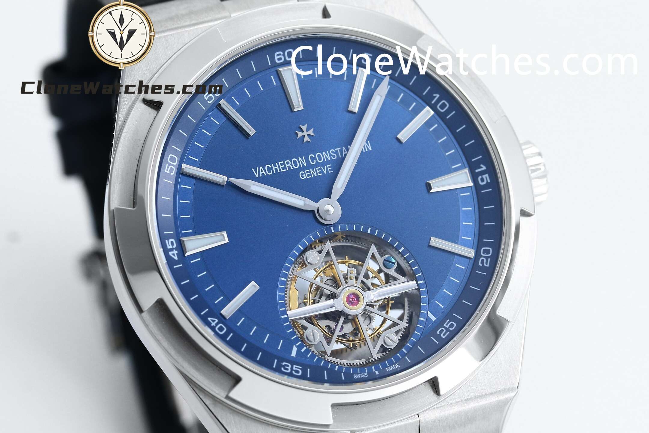 Vacheron Constantin Super Clone Watches 1:1 Overseas Tourbillon 6000V/110A-B544 42.5MM Leather Strap