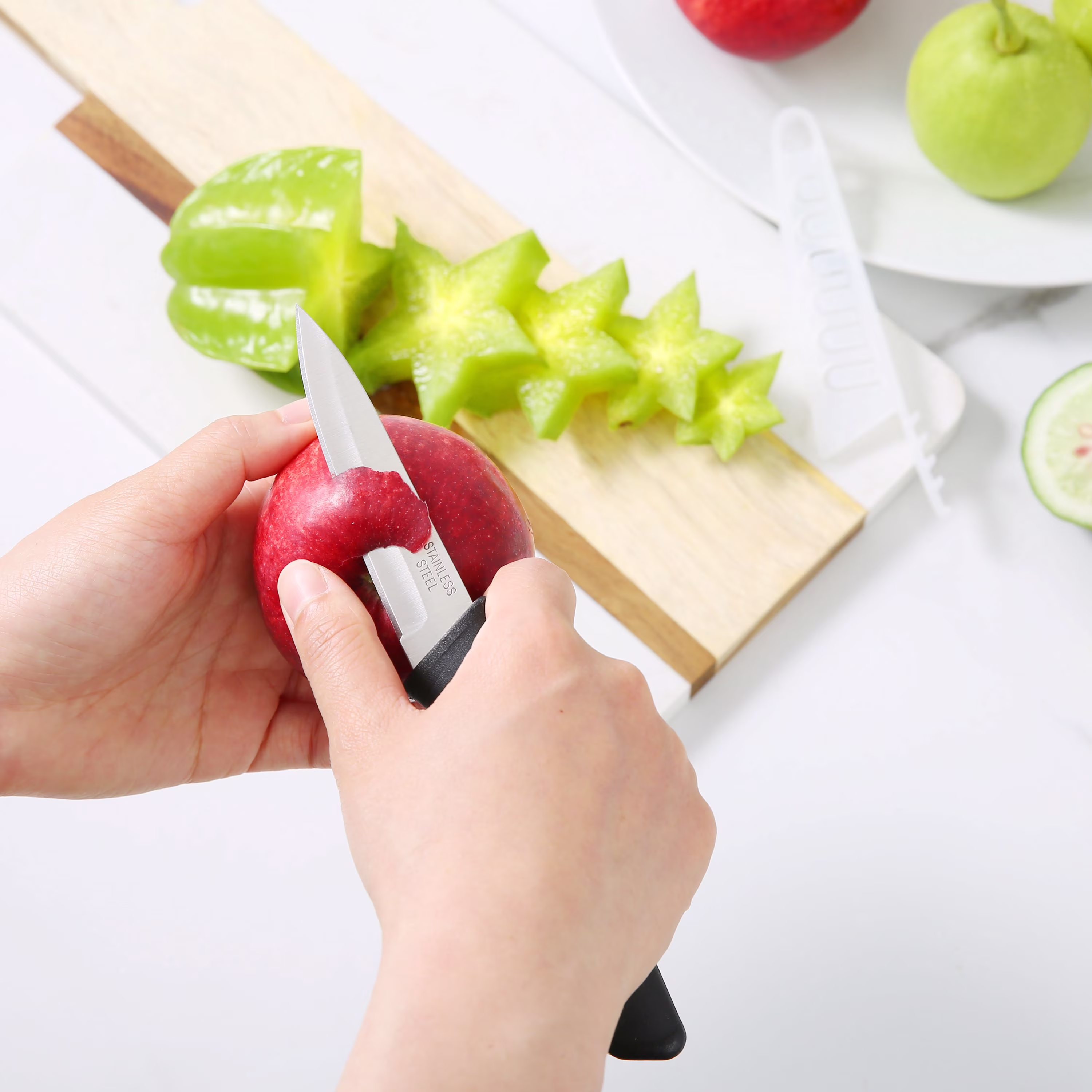 Mainstays 3.5 in Stainless Steel Paring Knife with Soft Grip Black Handle