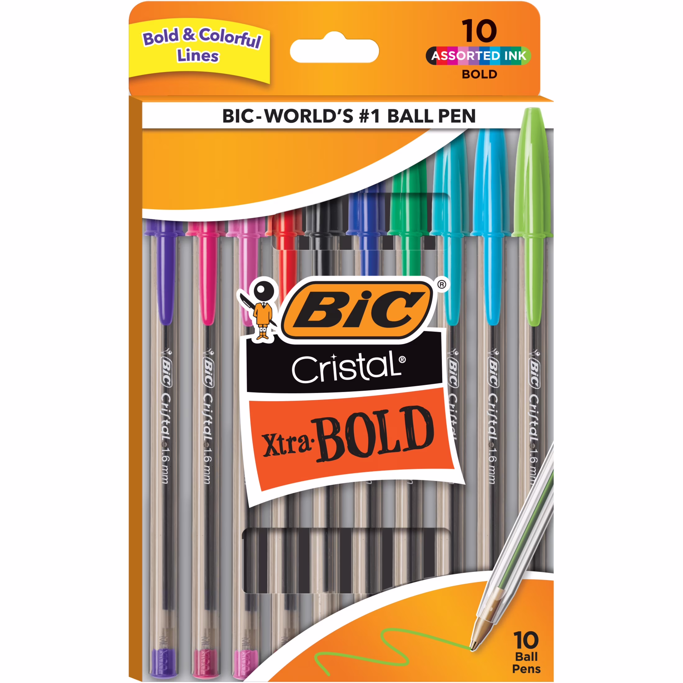 BIC Cristal Xtra Smooth Medium Point Ball Pen, School Supplies, 1.0 mm, Black, 10-Count