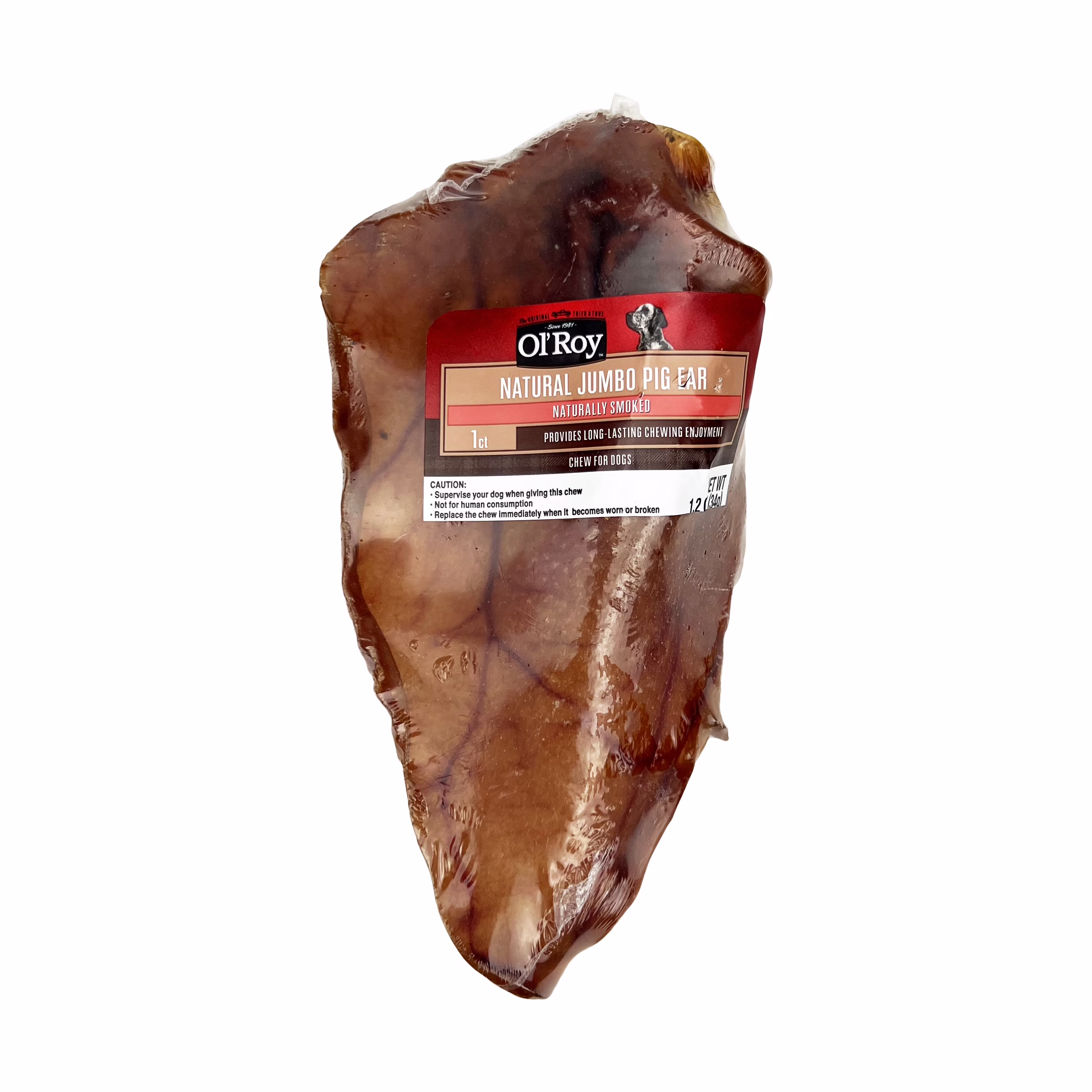 Ol' Roy Natural Jumbo Pig Ear Chew for Dogs, 1 Count