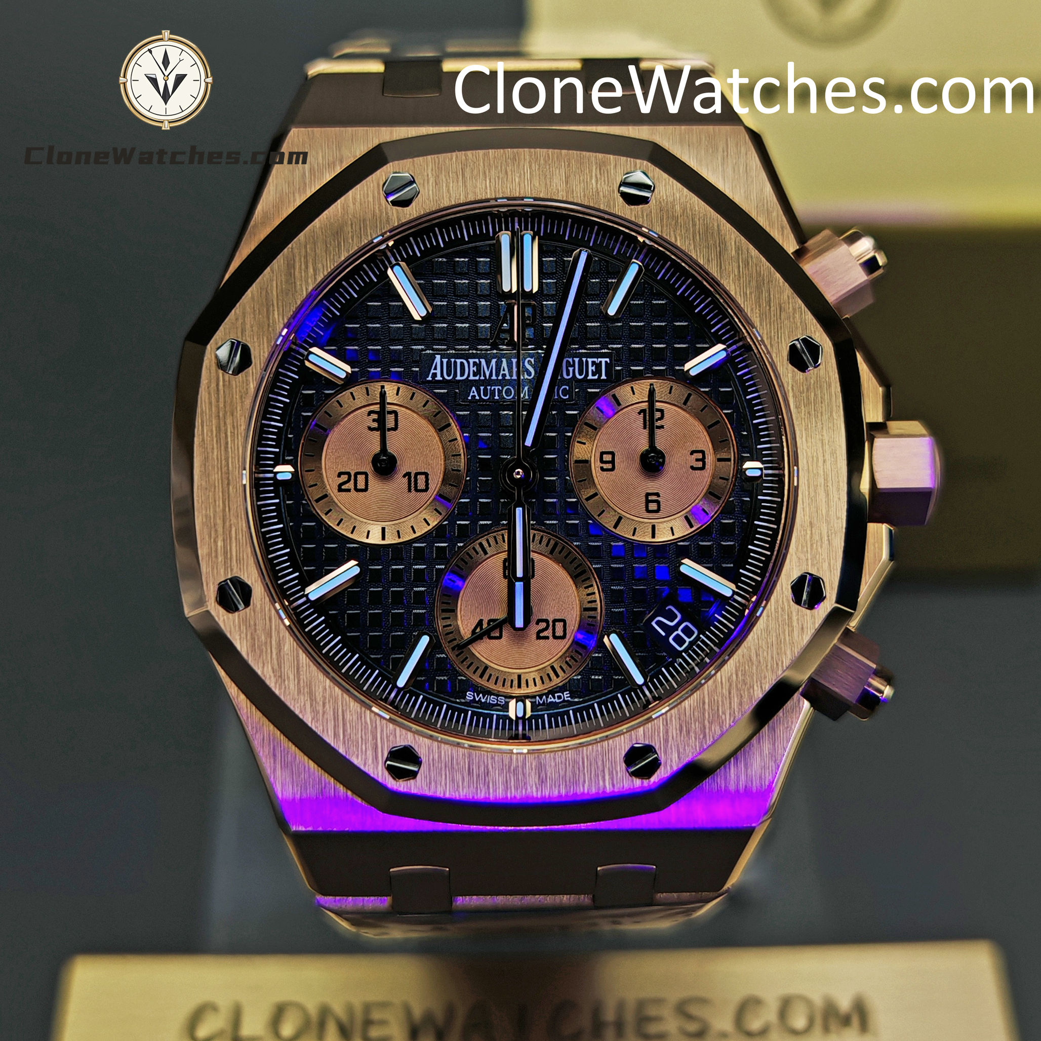 Audemars Piguet Super Clone Watches 1:1 Royal Oak Rose Gold 26239 Blue Dial