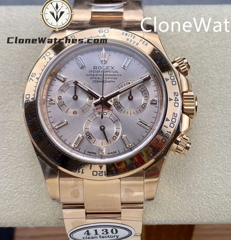 Rolex Super Clone Watches 1:1 Daytona Rose Gold Dial M116505 – 0017 4130 Movement