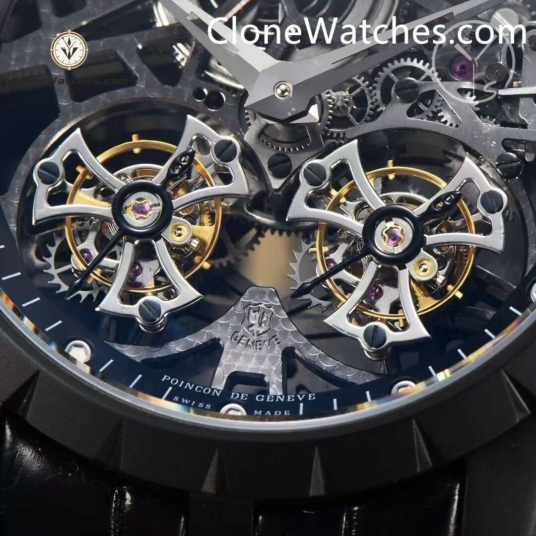 Roger Dubuis Super Clone Watches 1:1 Excalibur Skeleton Double Flying Tourbillon RDDBEX0471 45MM
