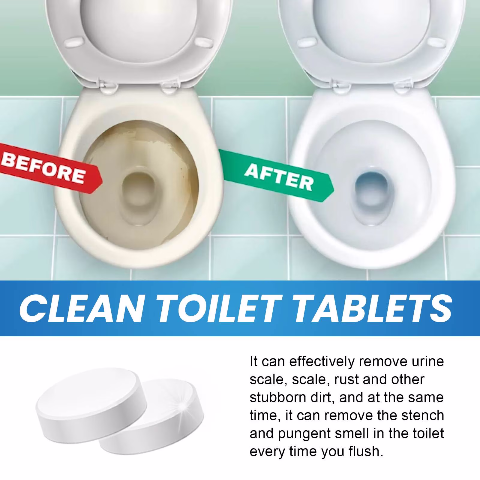 Muecwrye Toilet Tank Cleaner Tablets, Toilet Bowl Tablets,bleach tablets, Automatic Cleaners with Sustained-Release Technology, Toilet Tablets for Deodorizing, Descaling