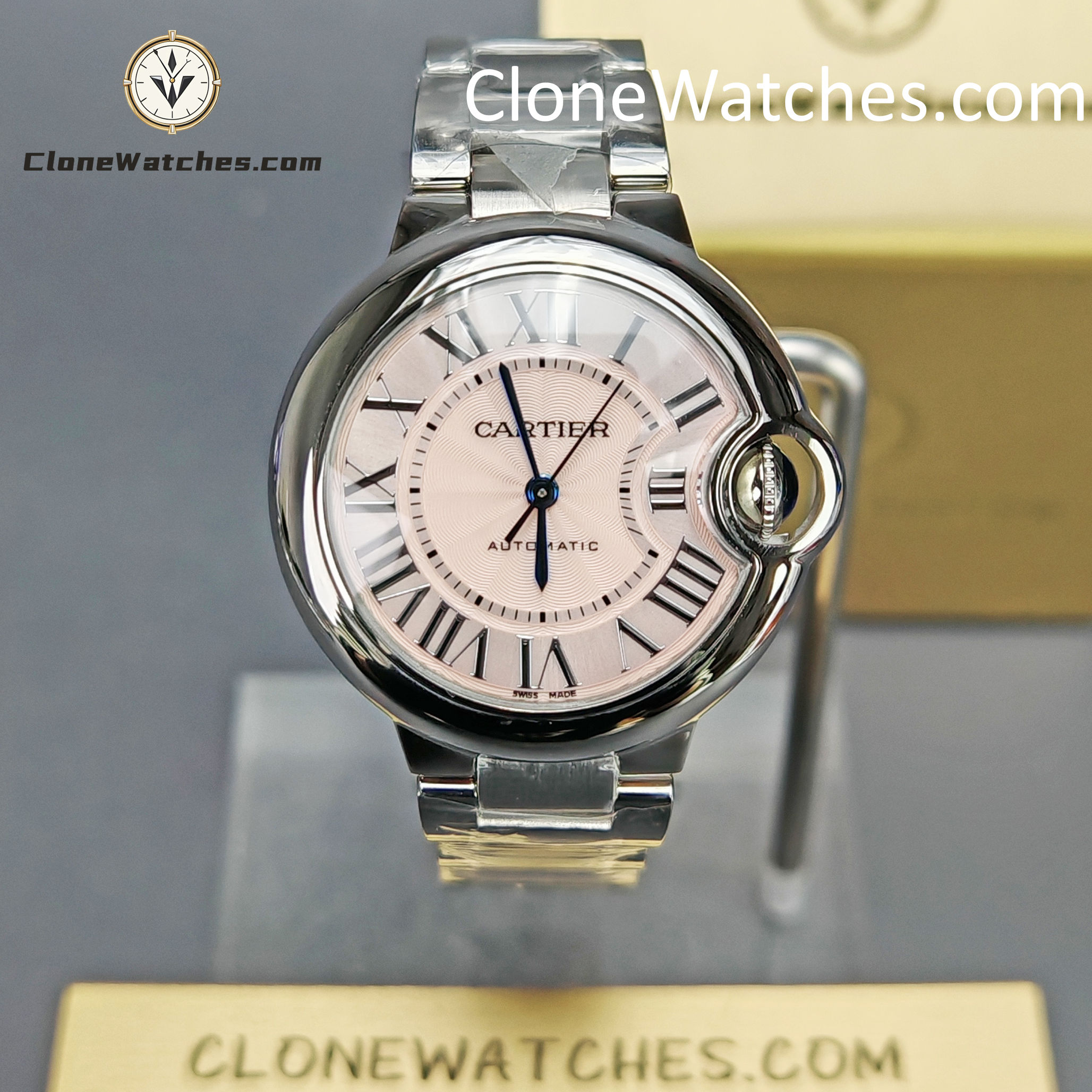 Cartier Super Clone Watches 1:1 Ballon Bleu de WSBB0068 Pink Dial Roman Scale 33mm
