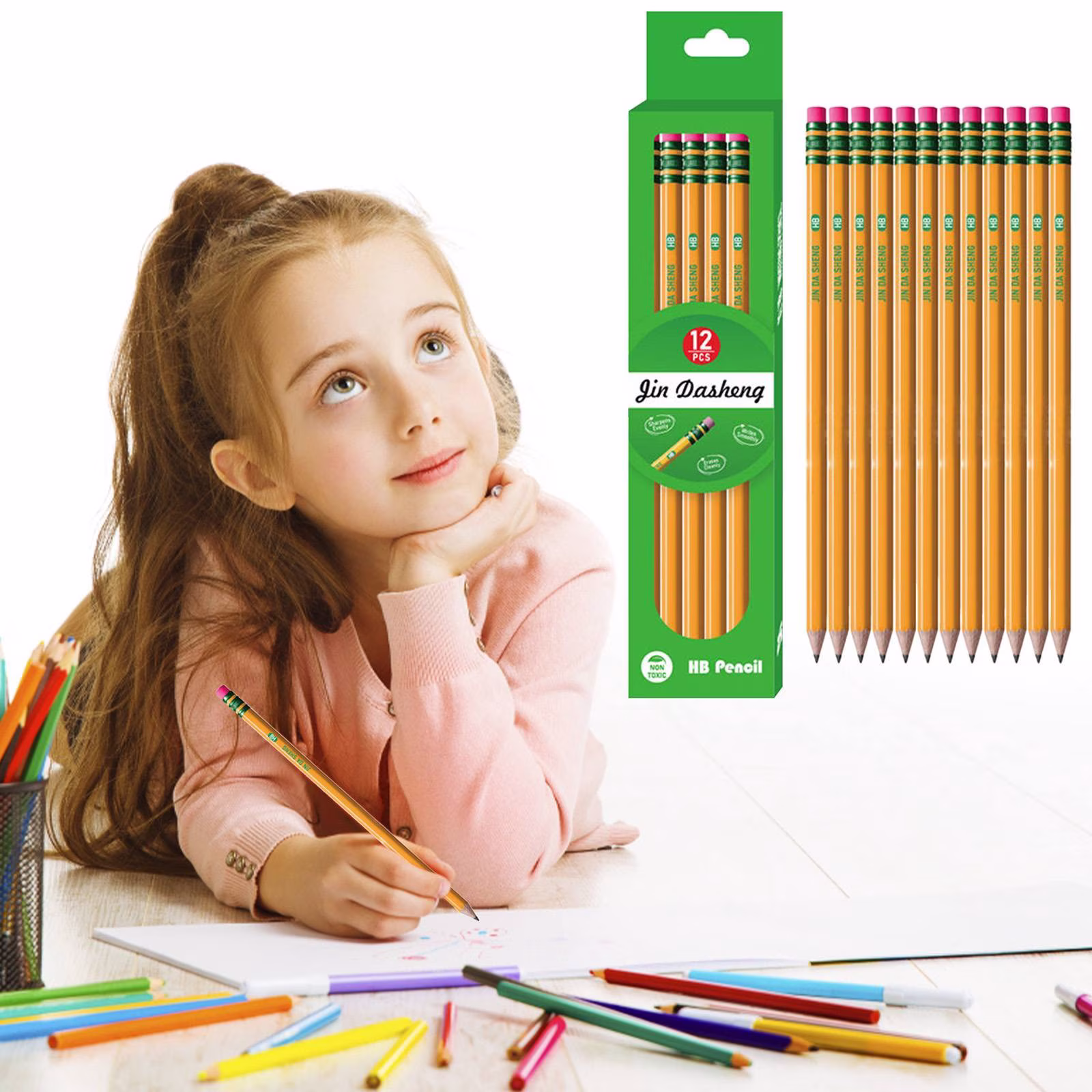 Ticonderoga My First Pencil,Pre Sharpened Pencils #2 Bulk,12 Pc Pre Sharpened #2 Hb Pencils,Thick Ergonomic Wood Pencils With Latex Free Erasers, Non-Toxic Classroom Scho*Ol Office Supplies Bulk Pack