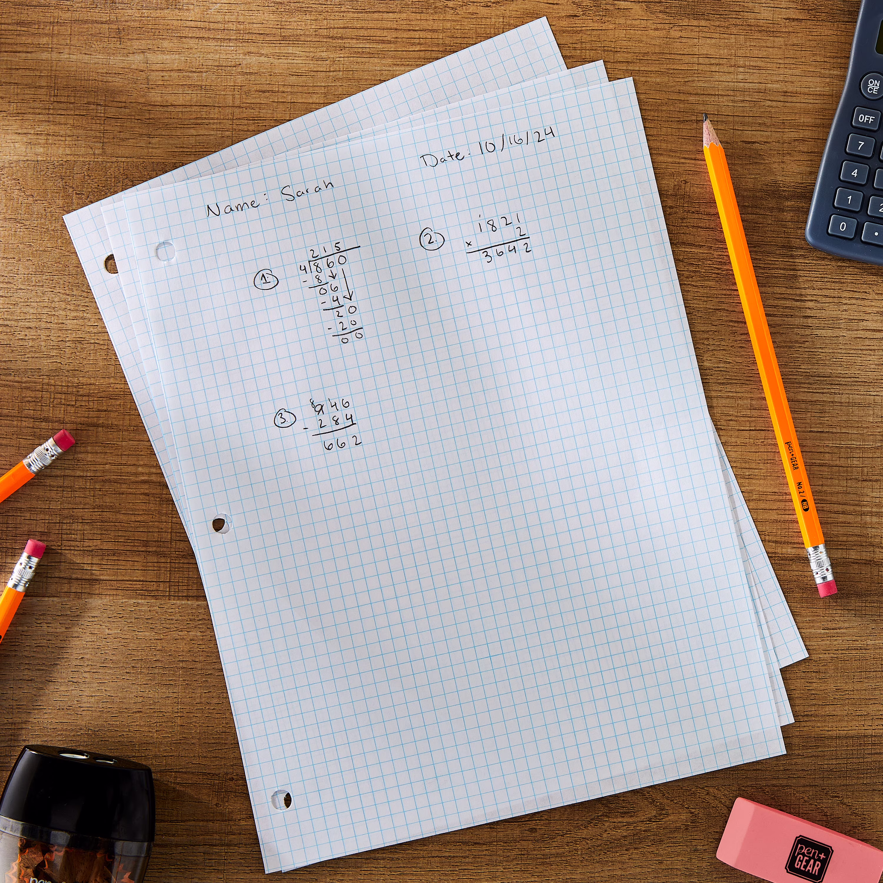 Pen+Gear Graph Ruled Filler Paper, 5x5 Quad, 80 Sheets, 8 in x 10.5 in