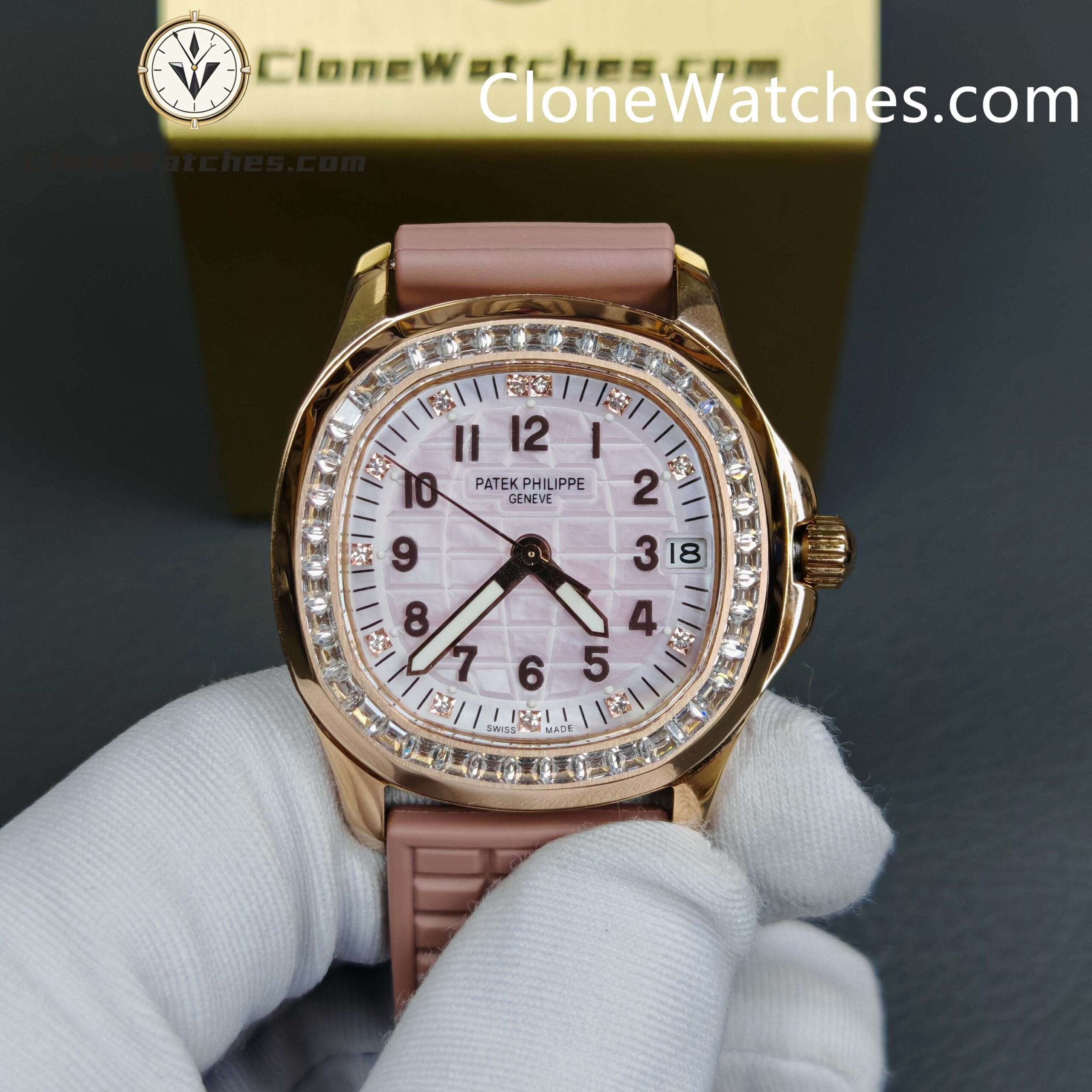Patek Philippe Super Clone Watches 1:1 Aquanaut 5072R-001 Rose Gold 35.6 mm