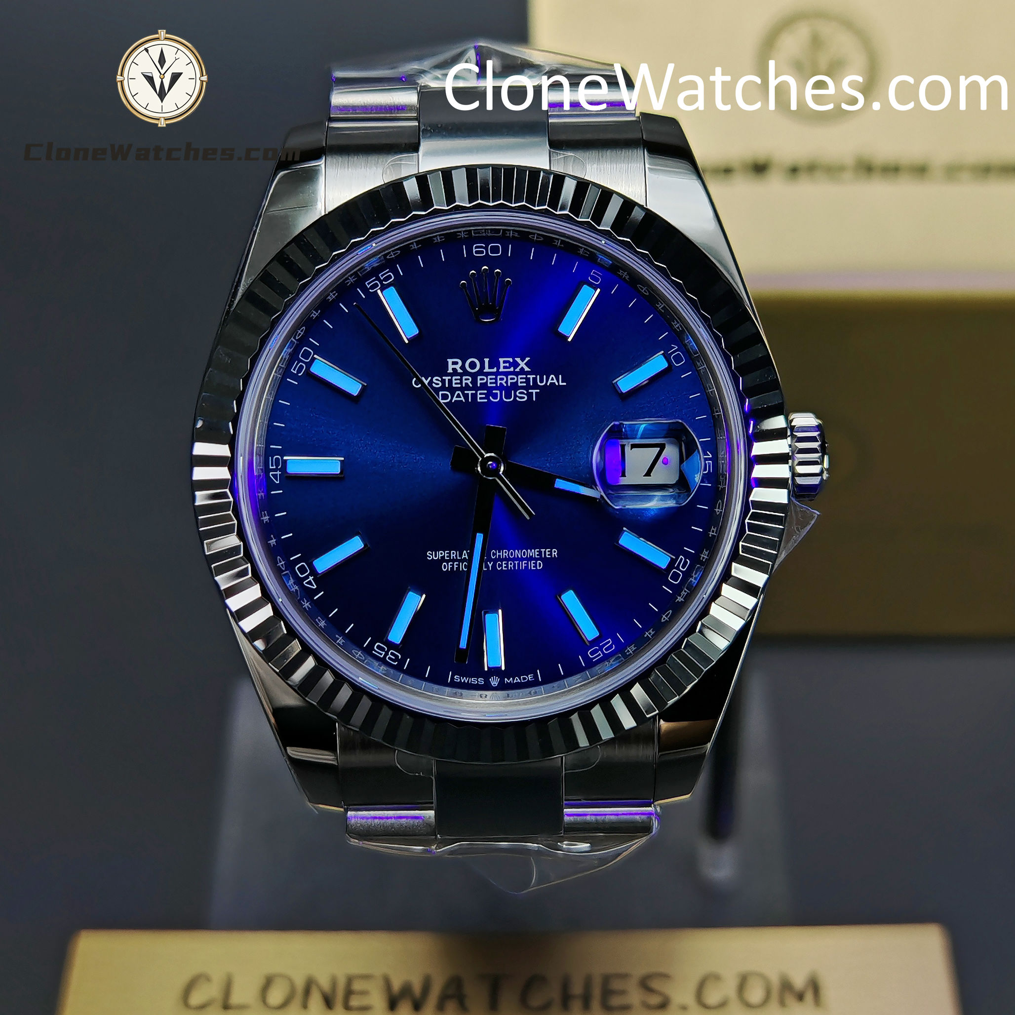 Rolex Super Clone Watches 1:1 DateJust Blue Dial m126334-0001 Oyster 41MM 3235 Movement